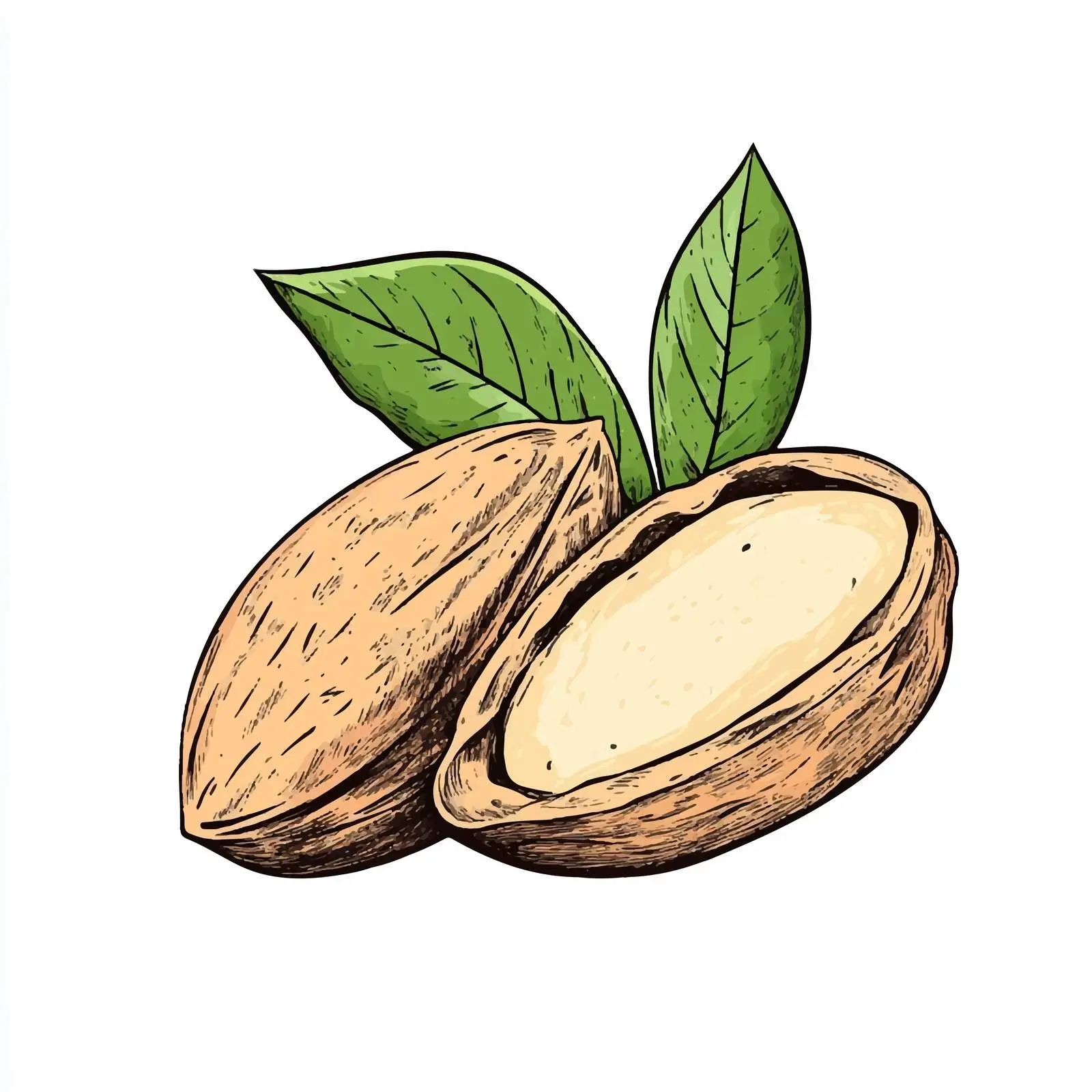 Hand-Drawn Almond Nut Illustration on White Background — free download from Dotvec