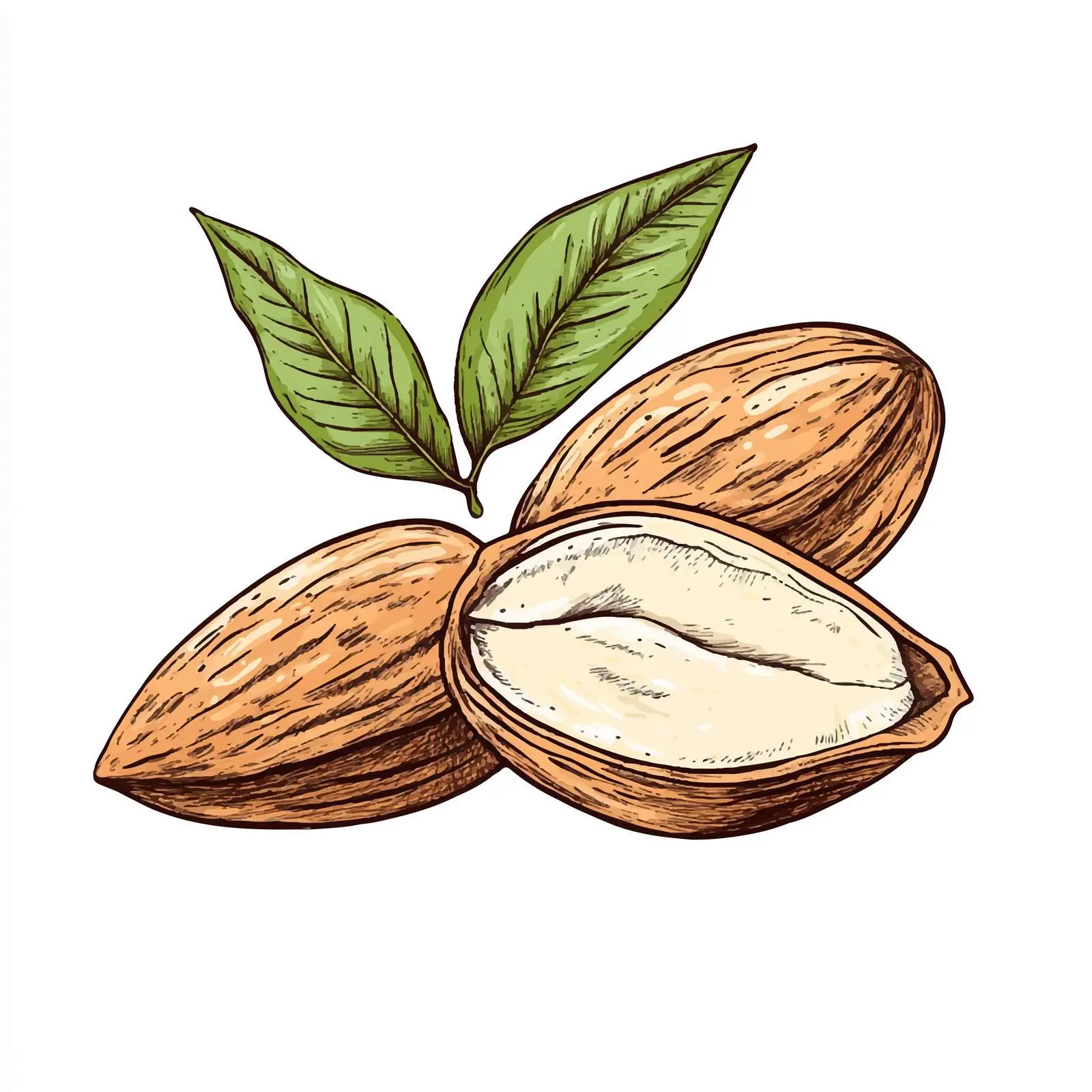 Hand-Drawn Almond on White Background — free download from Dotvec