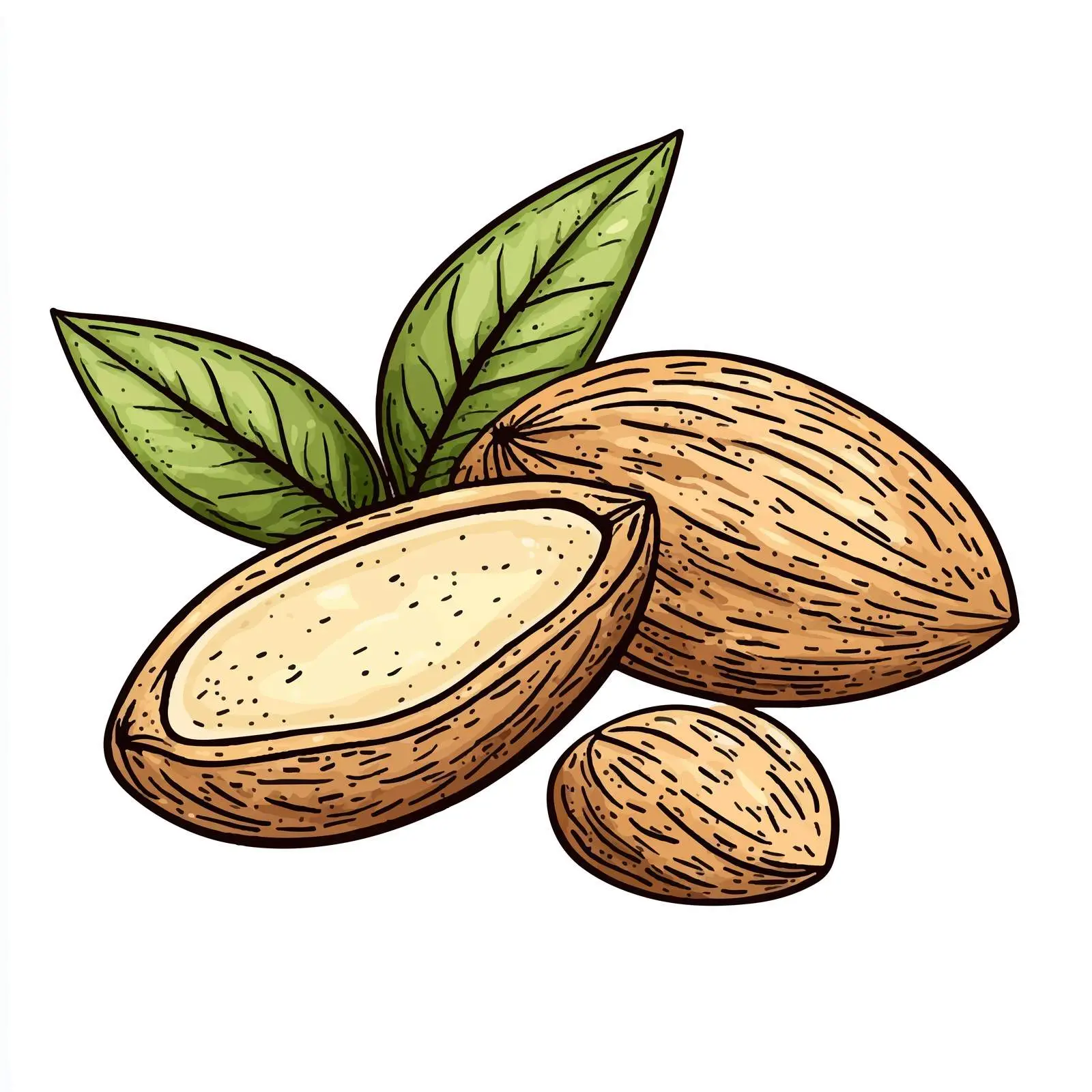 Hand-Drawn Almond on White Background — free download from Dotvec