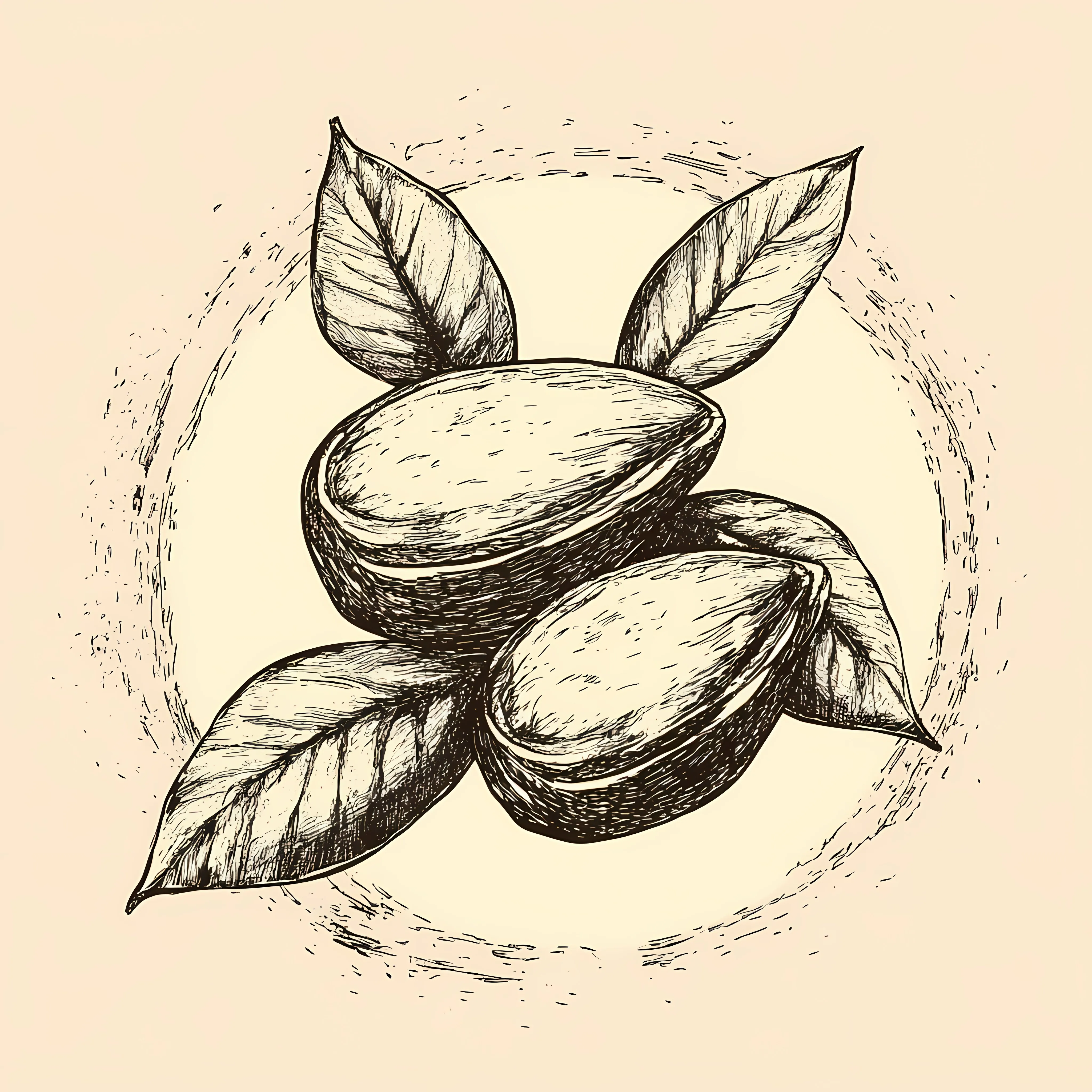 Hand-Drawn Almond Sketch on Beige Background — free download from Dotvec