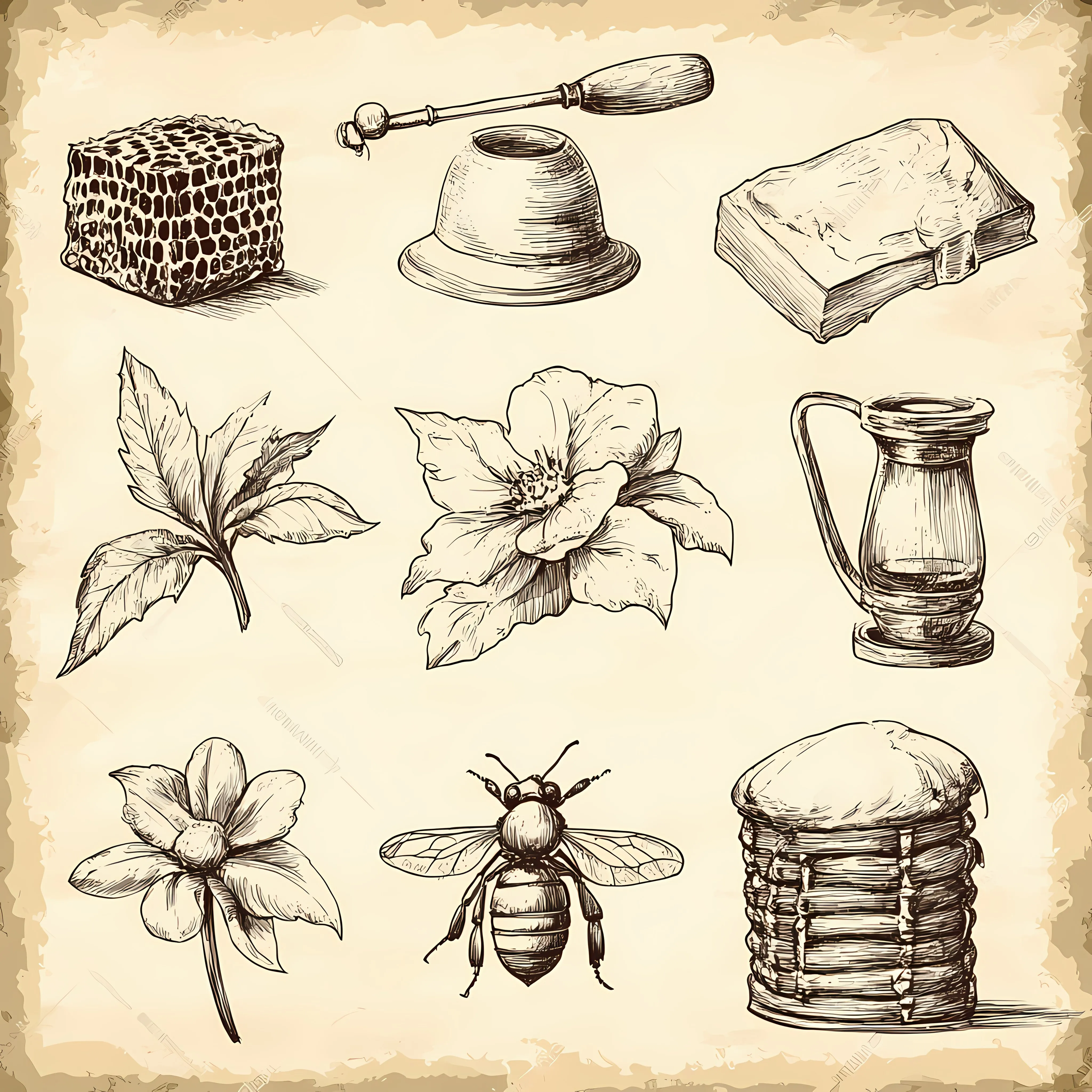 Hand Drawn Apiary Sketch Collection — free download from Dotvec