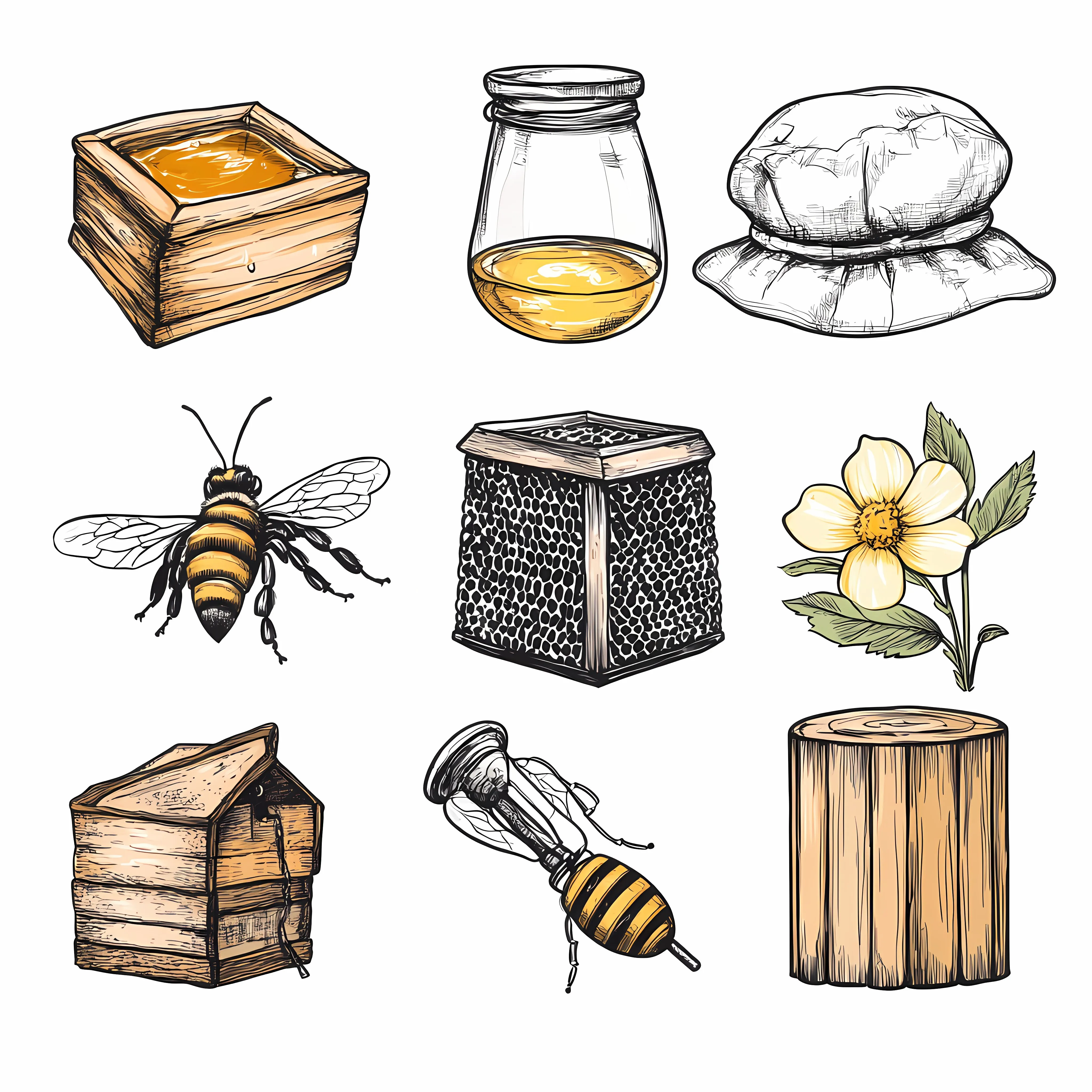 Hand Drawn Apiary Sketches Collection — free download from Dotvec