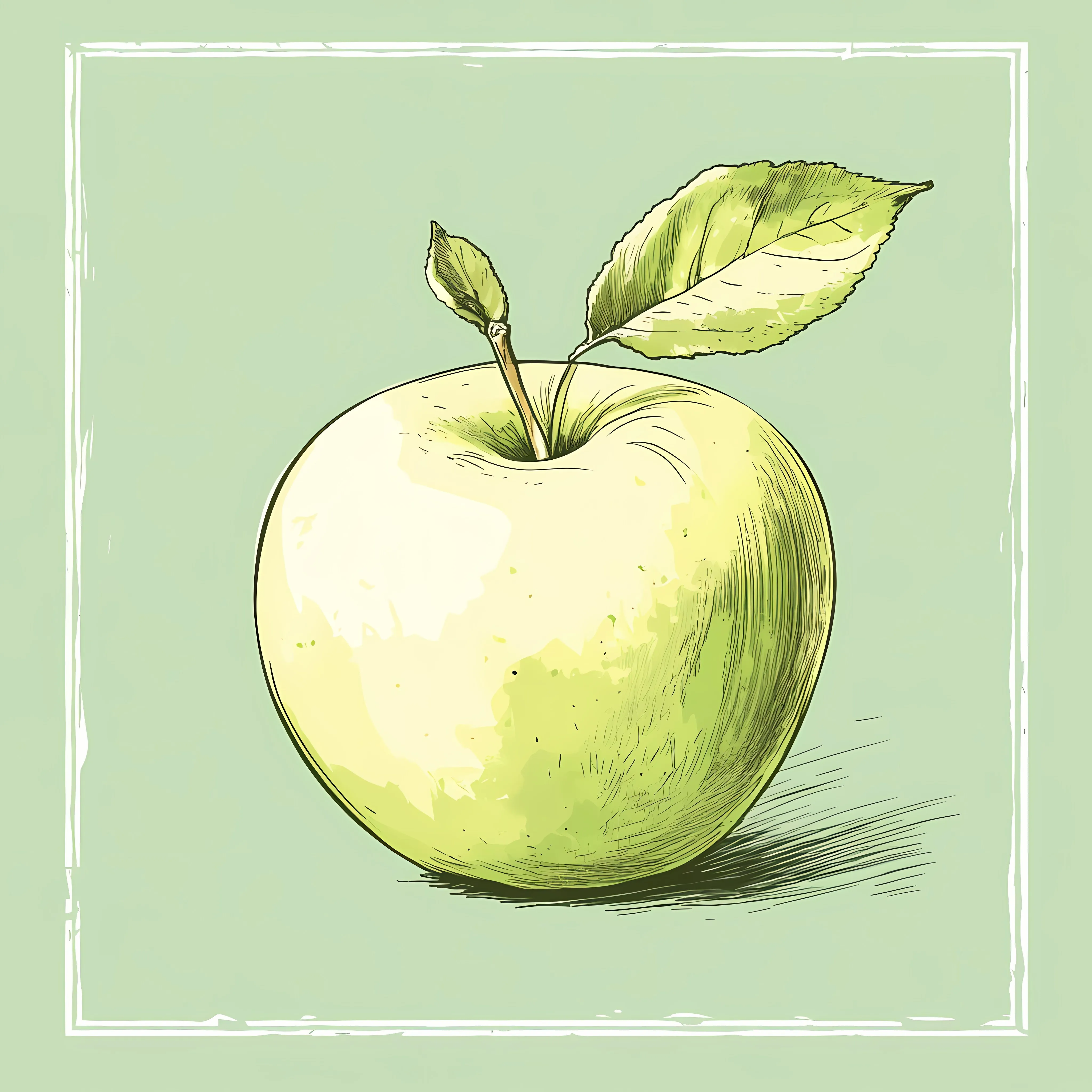 Hand Drawn Apple on Green Background – free fruit collection image from Dotvec