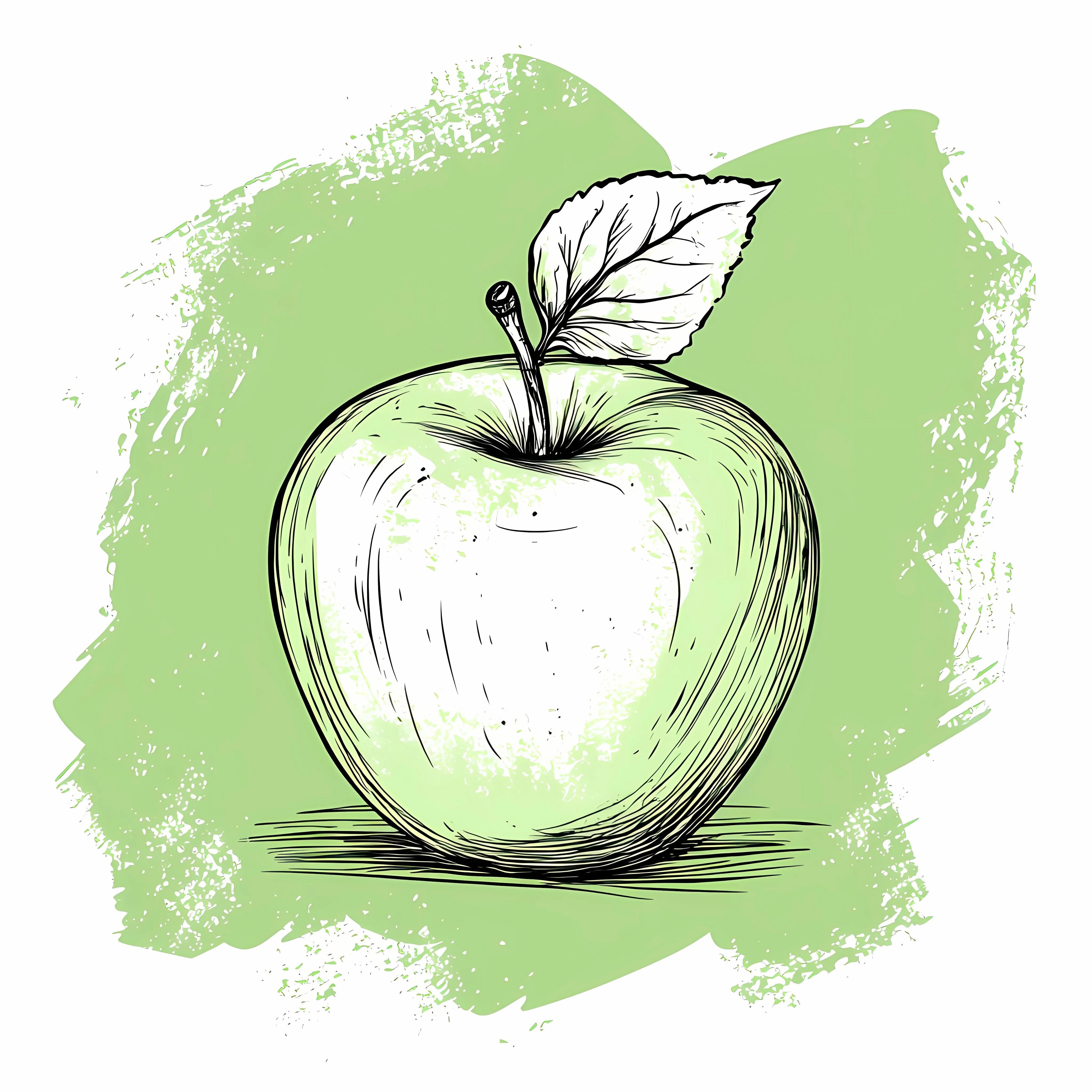 Hand Drawn Apple on Green Blot Background — free download from Dotvec