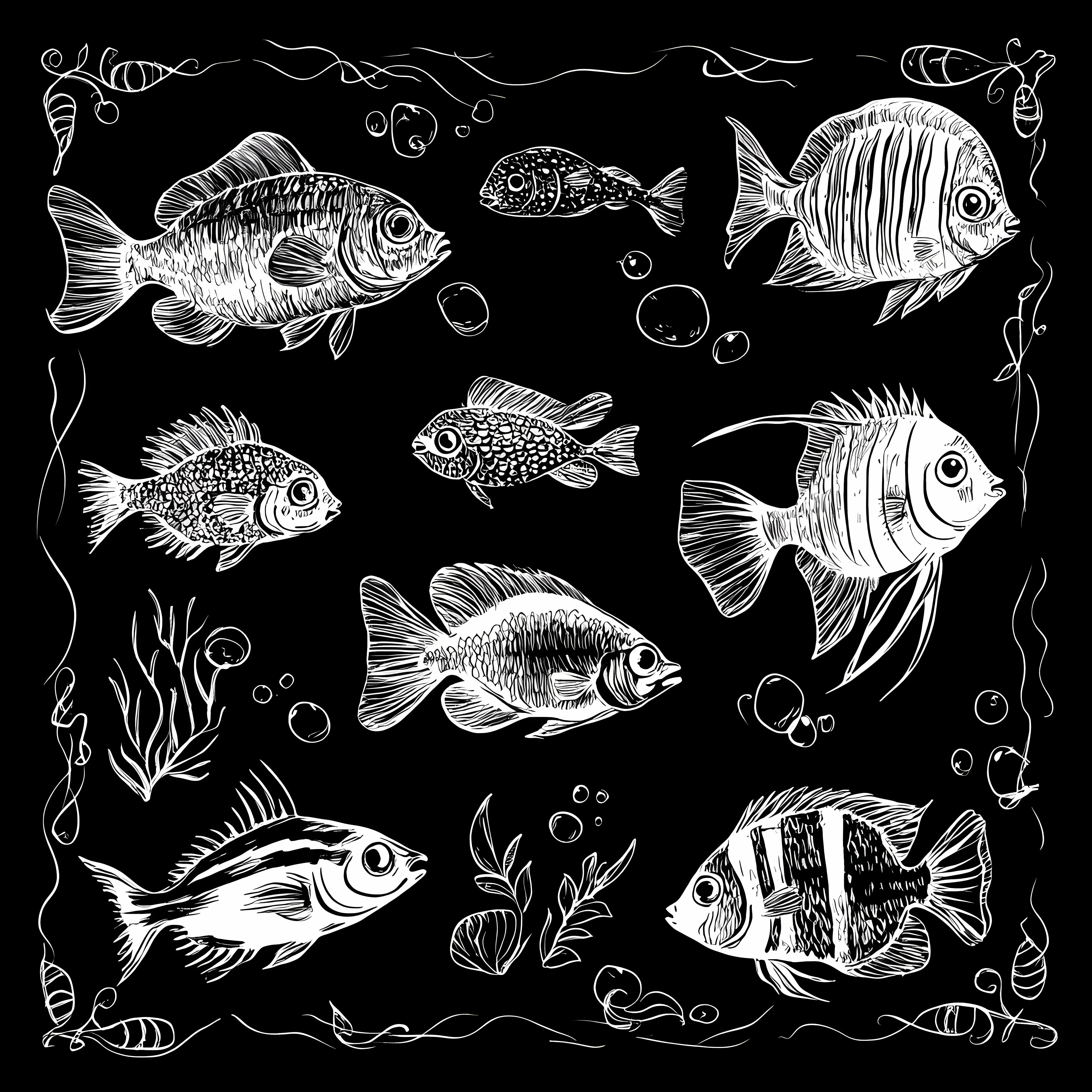 Hand Drawn Aquarium Fish Sketches Collection — free download from Dotvec