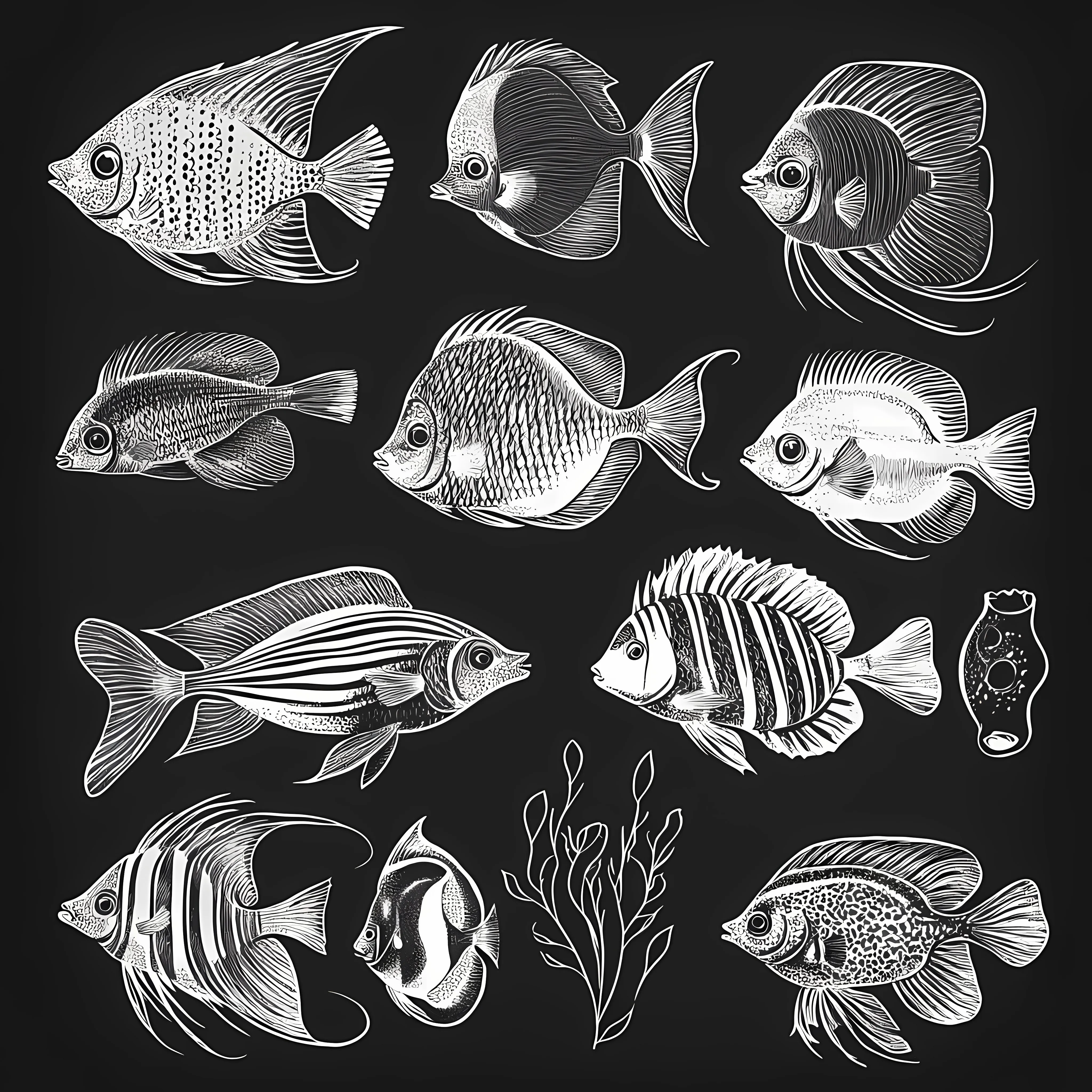 Hand Drawn Aquarium Fish Sketches Collection — free download from Dotvec