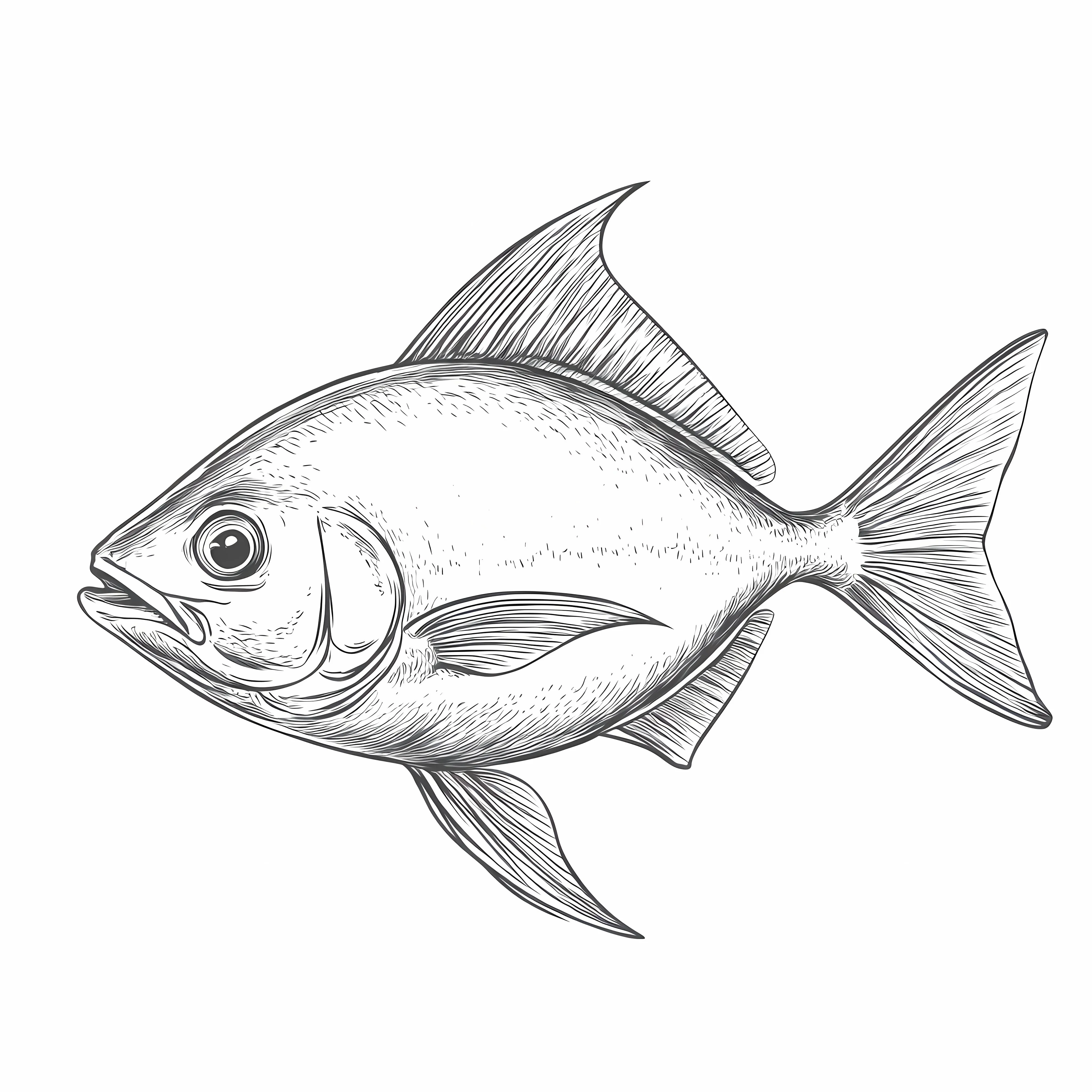 Hand Drawn Atlantic Pomfret Sketch on White Background – free undersea life image from Dotvec