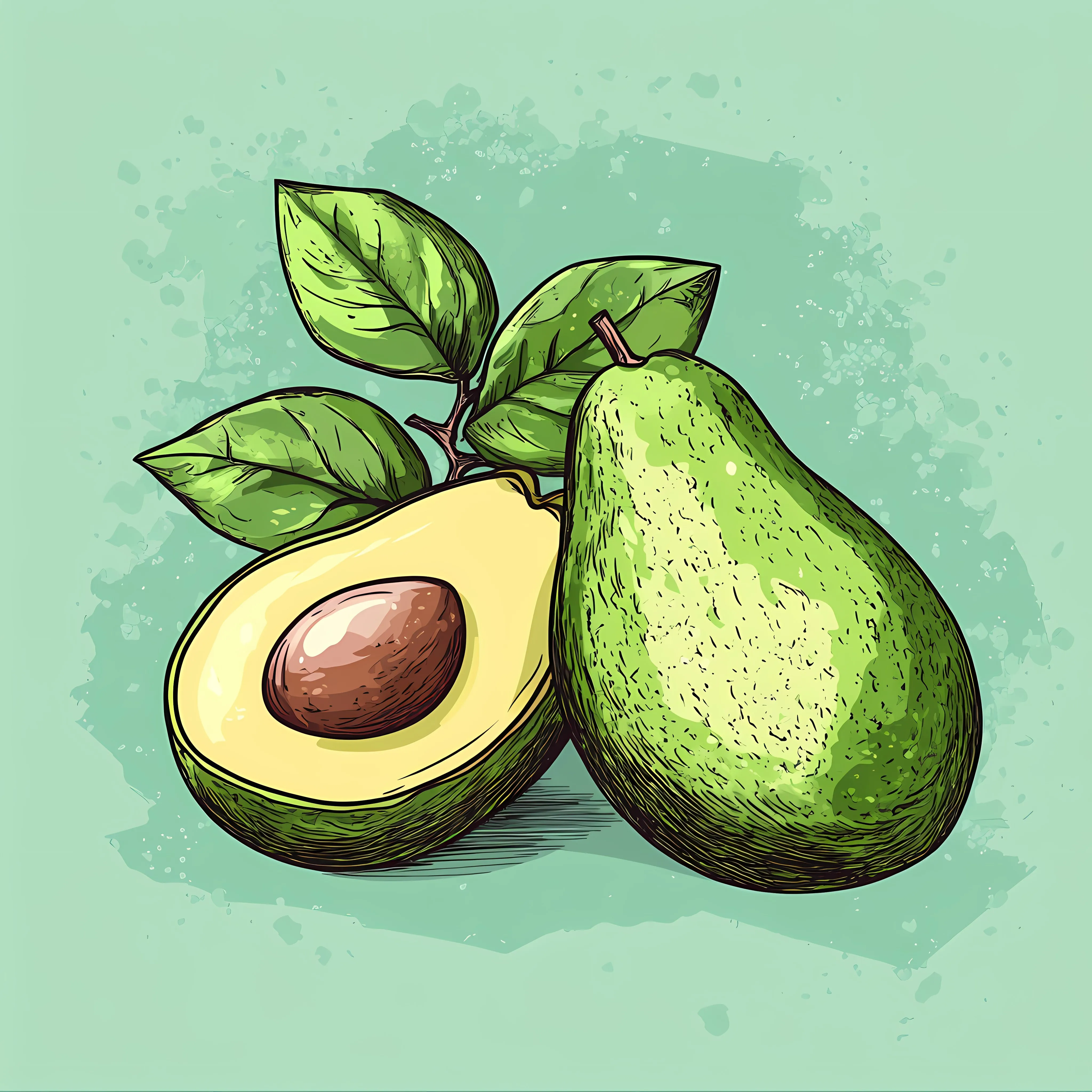 Hand Drawn Avocado on Green Background — free download from Dotvec