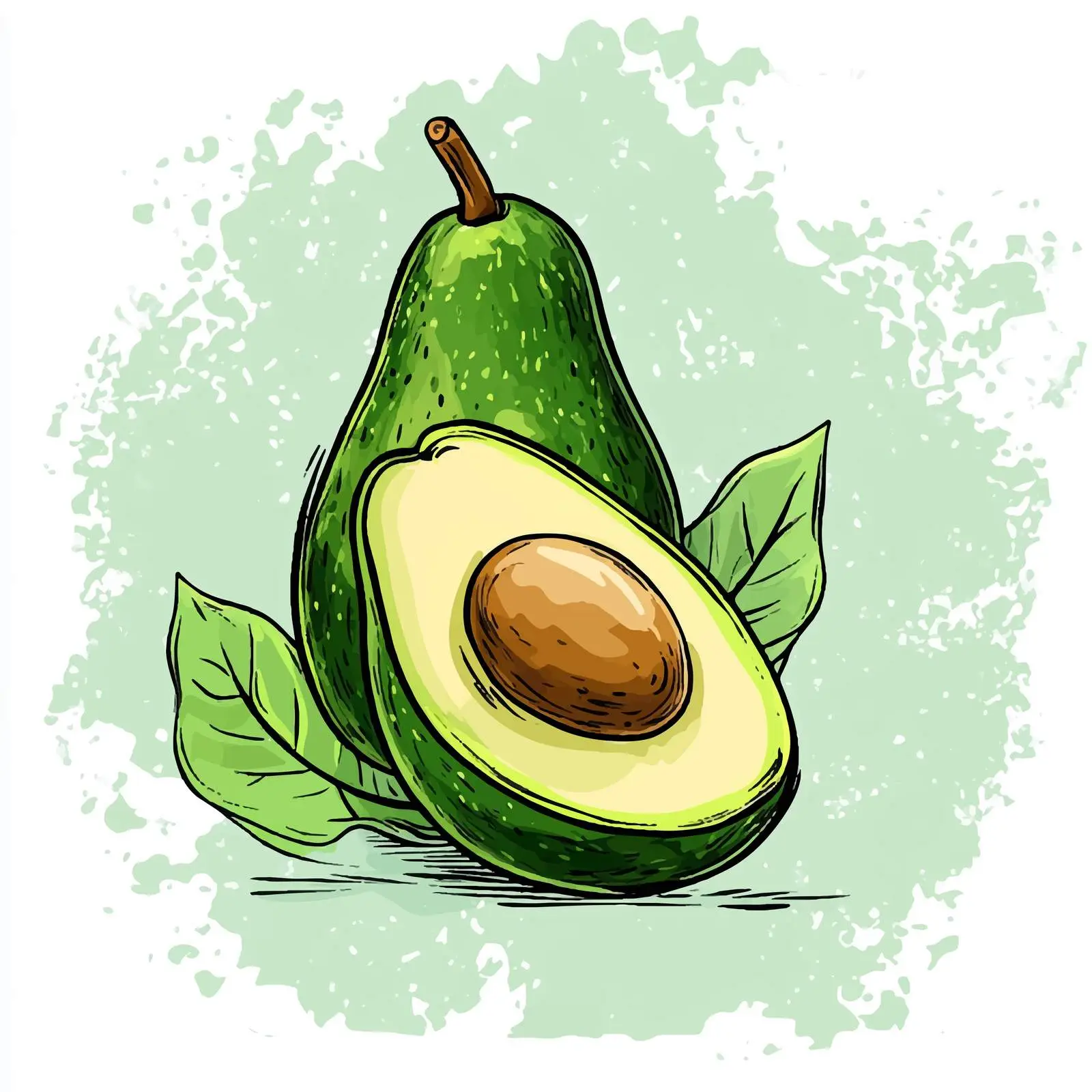 Hand-Drawn Avocado Sketch on Green Background — free download from Dotvec