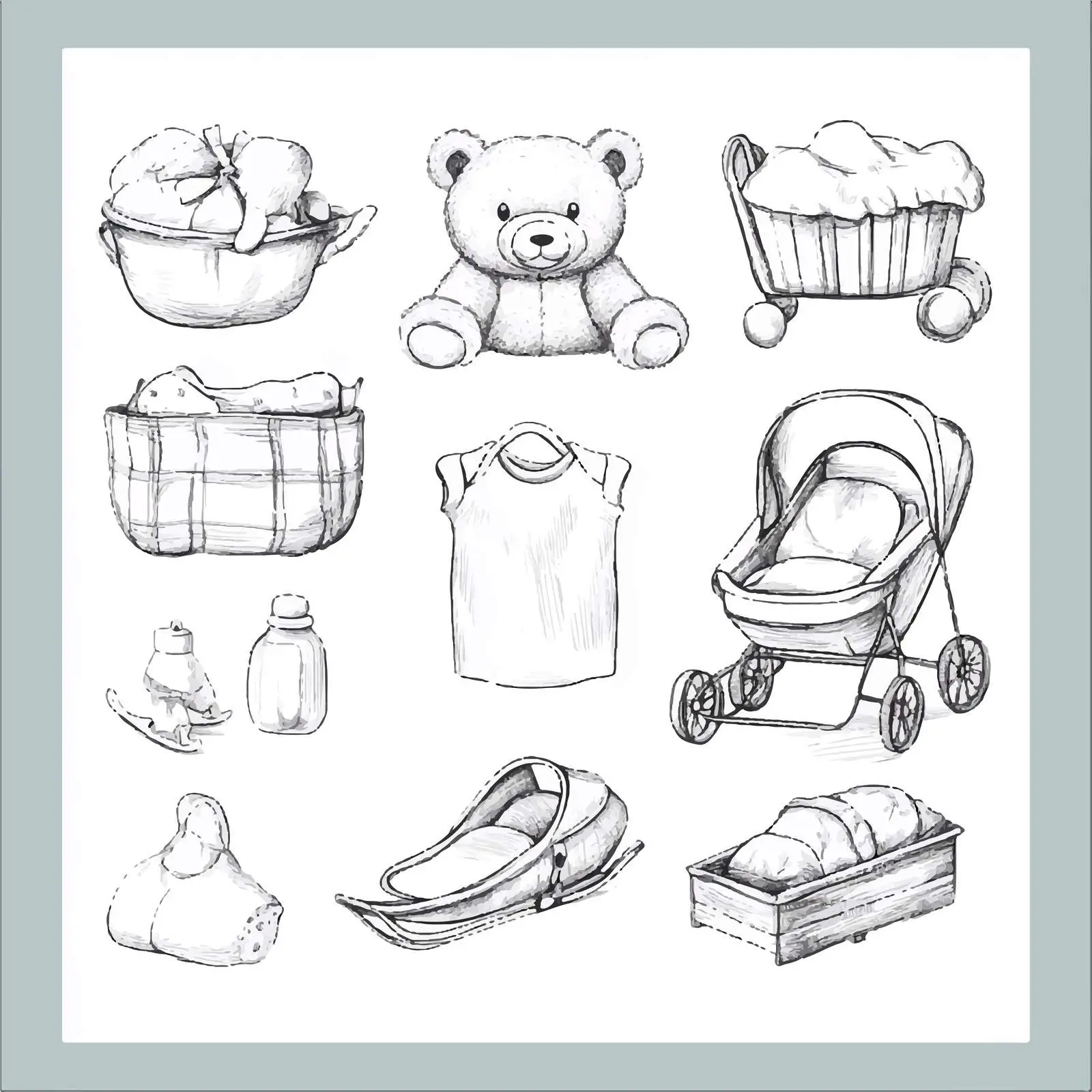 Hand Drawn Baby and Newborn Sketch Collection — free download from Dotvec