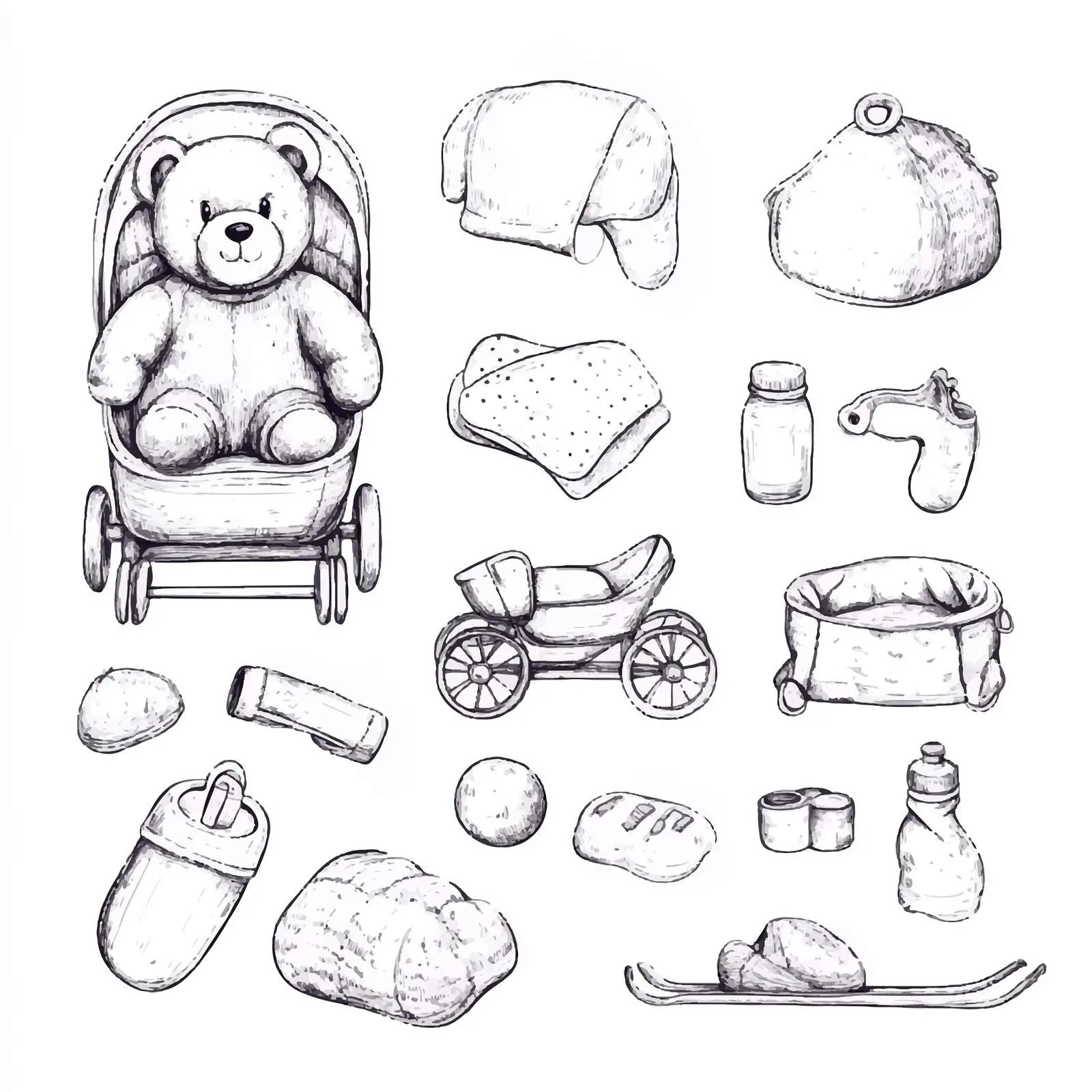 Hand Drawn Baby and Newborn Sketches Collection — free download from Dotvec