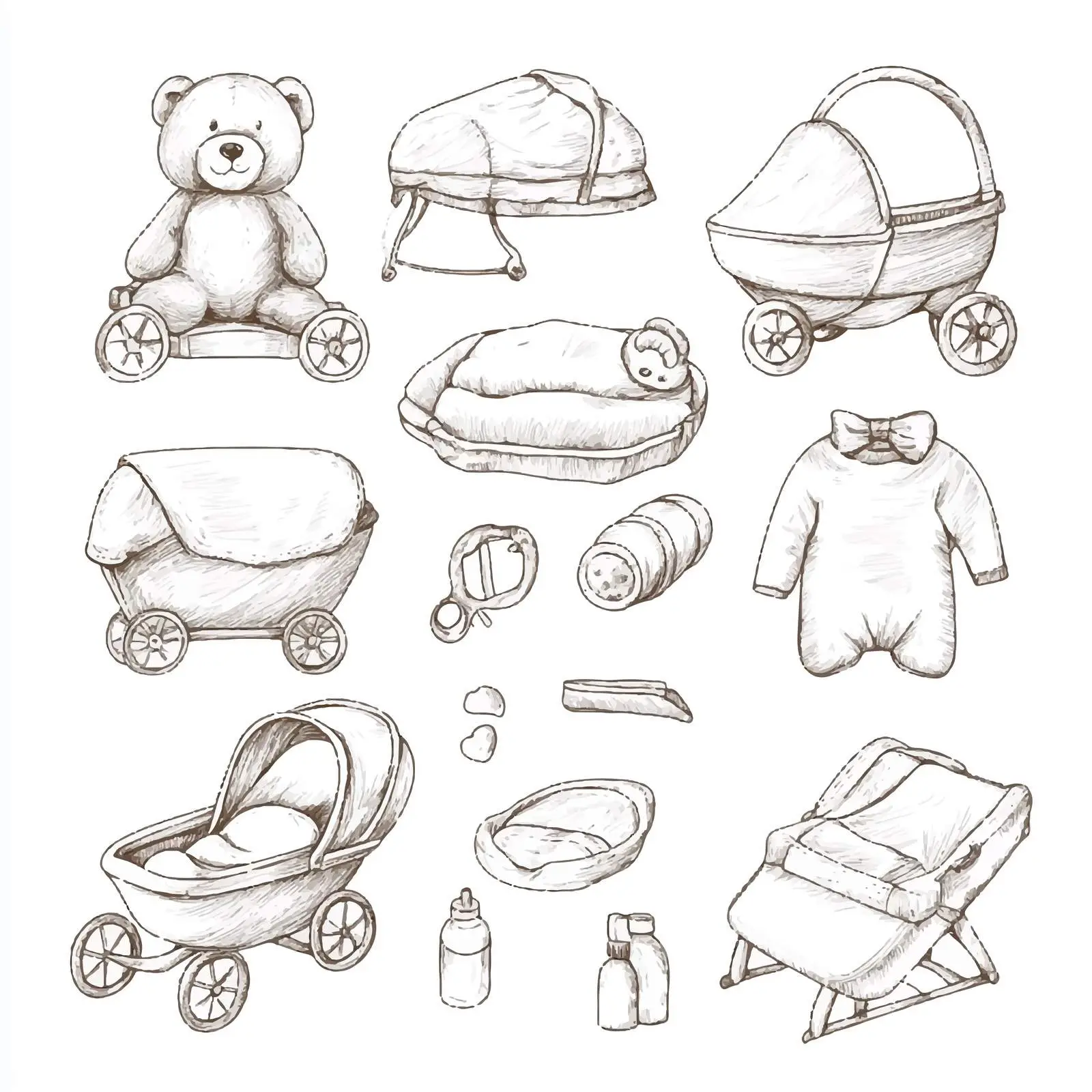 Cute Hand-Drawn Baby and Newborn Illustrations — free download from Dotvec