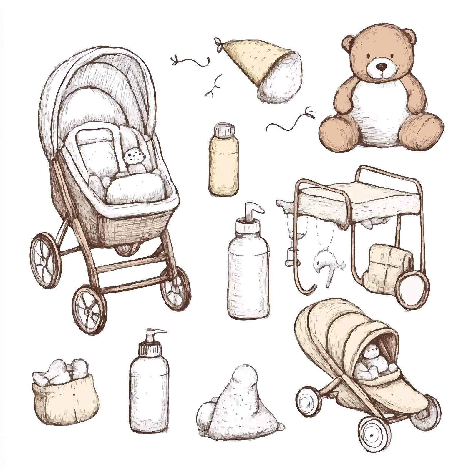 Hand-Drawn Baby and Newborn Sketch Collection — free download from Dotvec