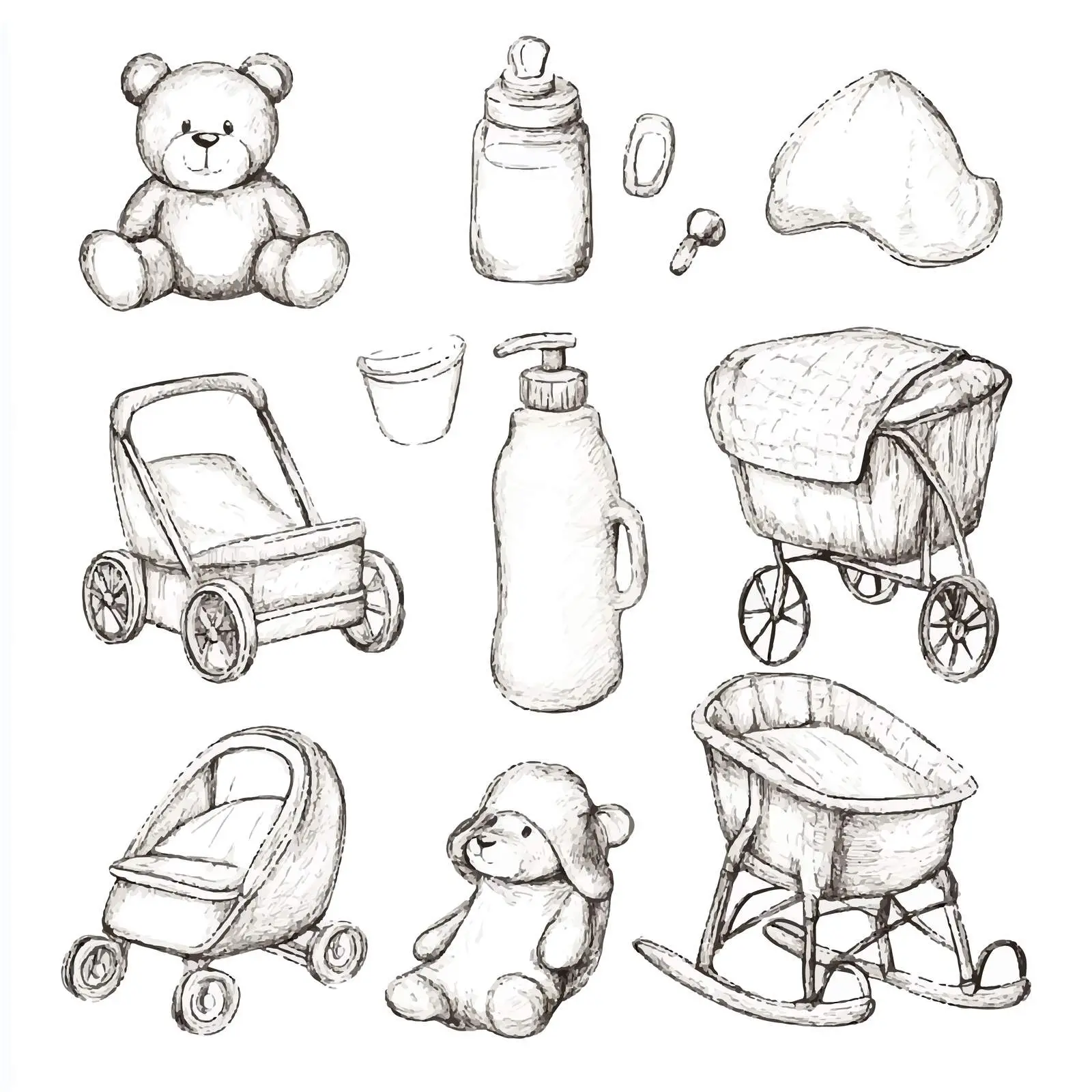 Hand Drawn Baby and Newborn Sketch Collection — free download from Dotvec
