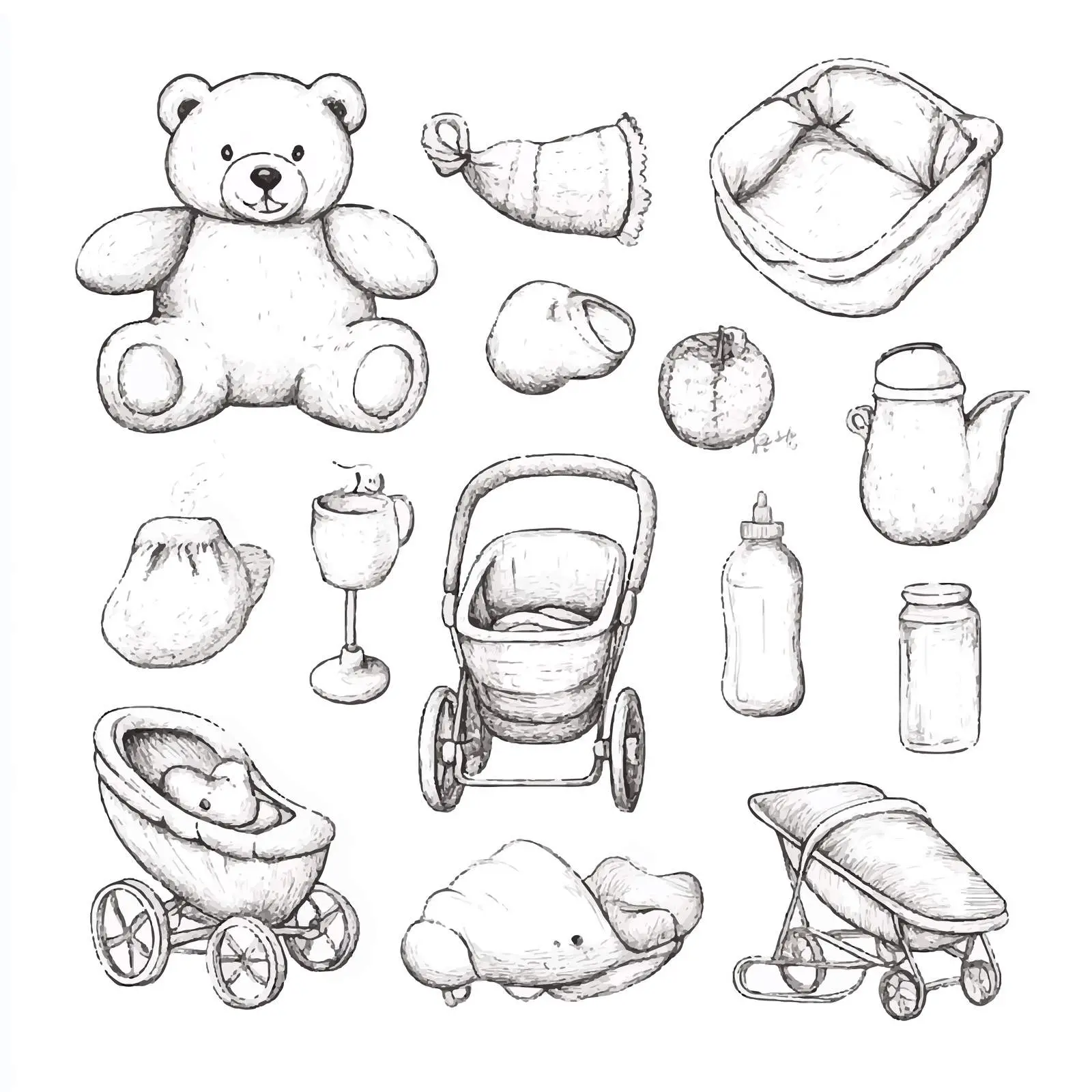 Hand Drawn Baby and Newborn Sketch Collection — free download from Dotvec