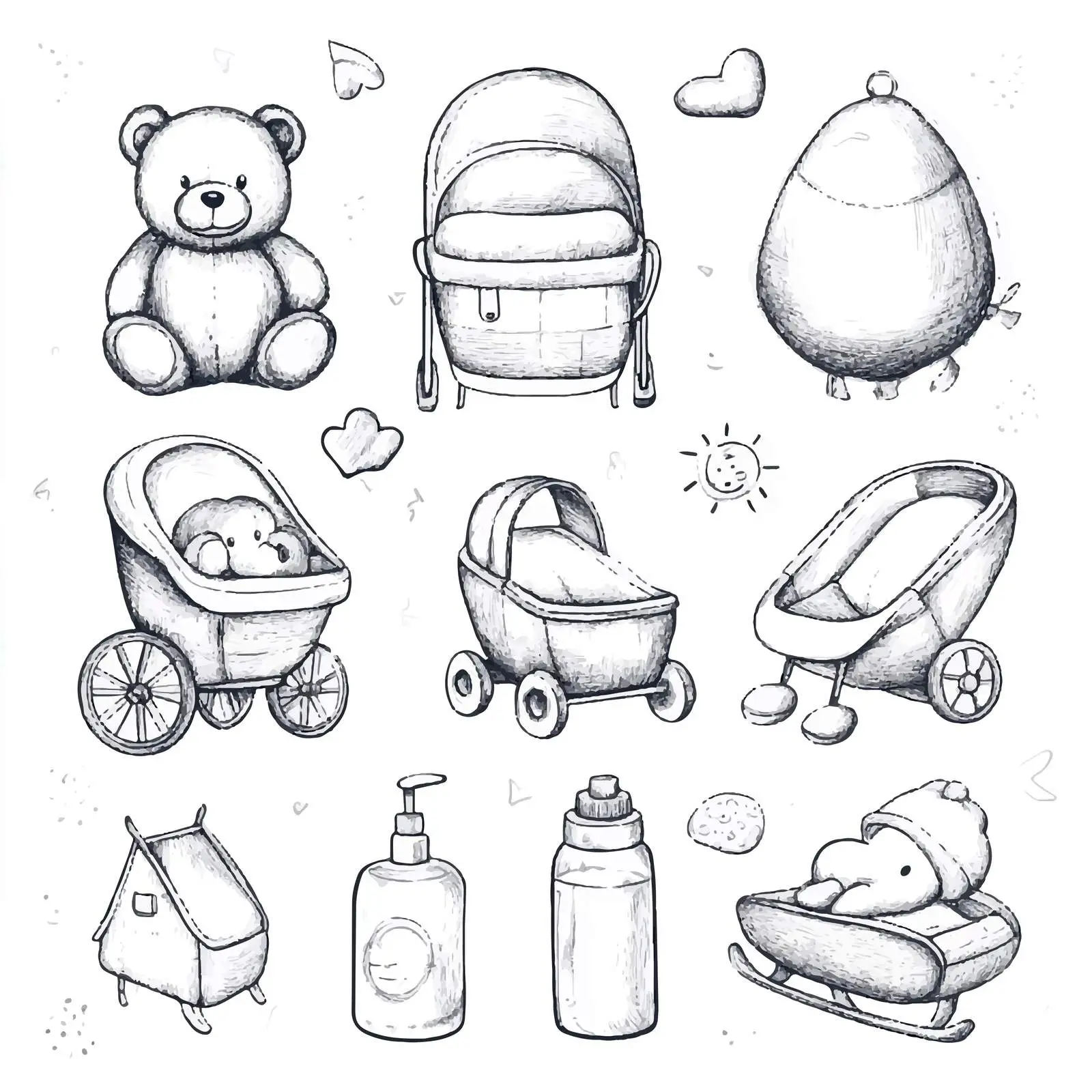 Hand Drawn Baby and Newborn Sketch Collection — free download from Dotvec