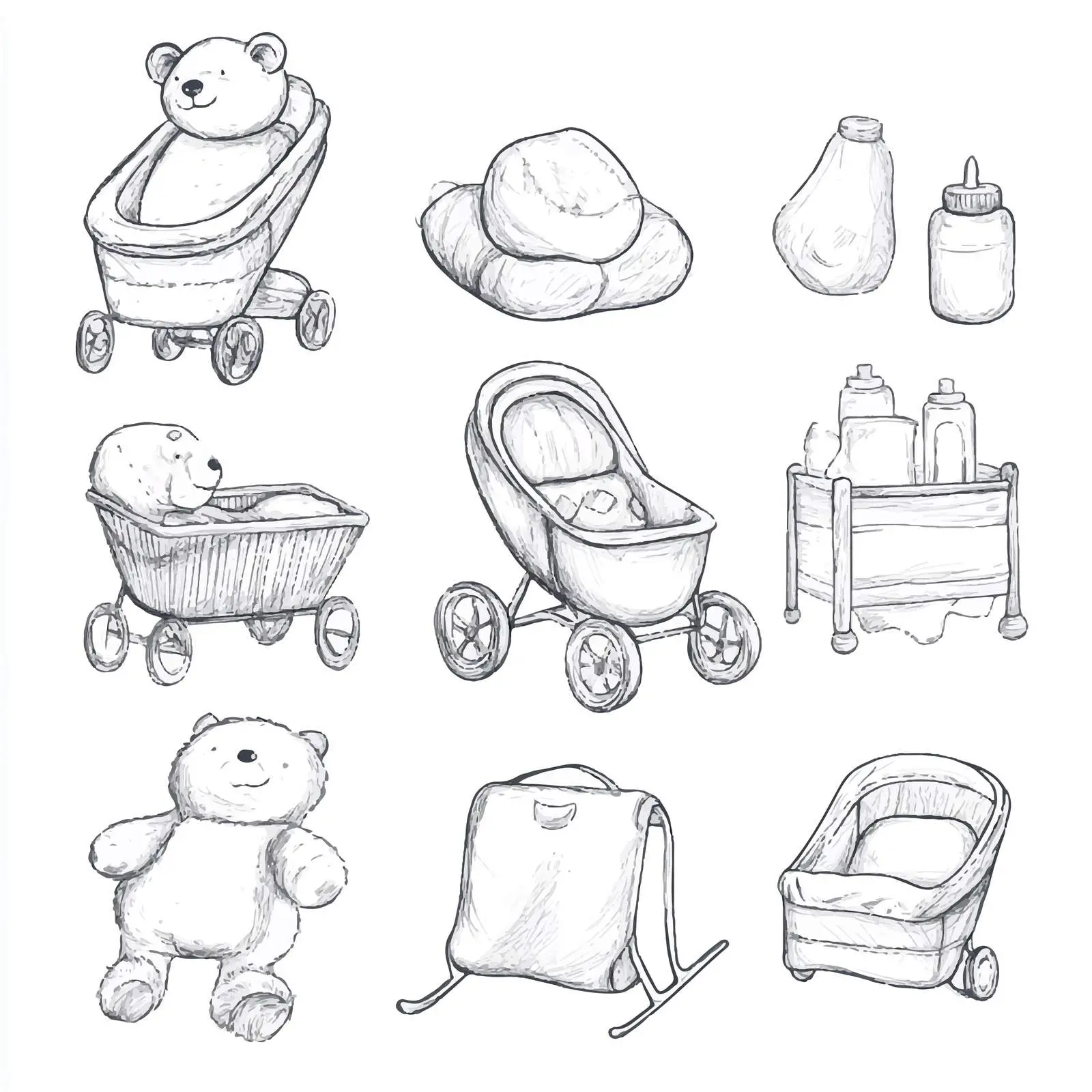 Hand-Drawn Baby and Newborn Sketches Collection — free download from Dotvec