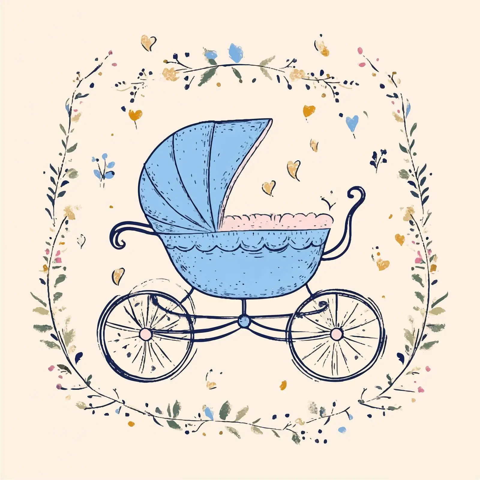 Hand-Drawn Baby Carriage Sketch Icon — free download from Dotvec