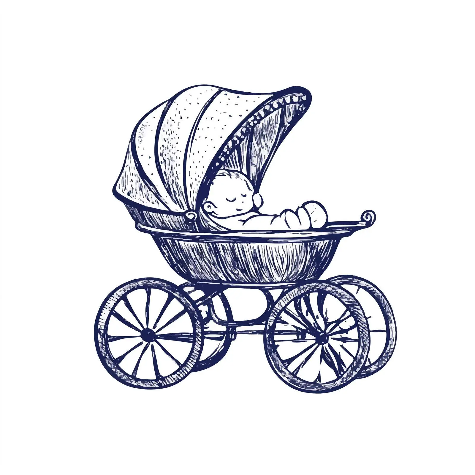 Hand Drawn Baby Carriage Sketch Vector Illustration – free lullaby image from Dotvec