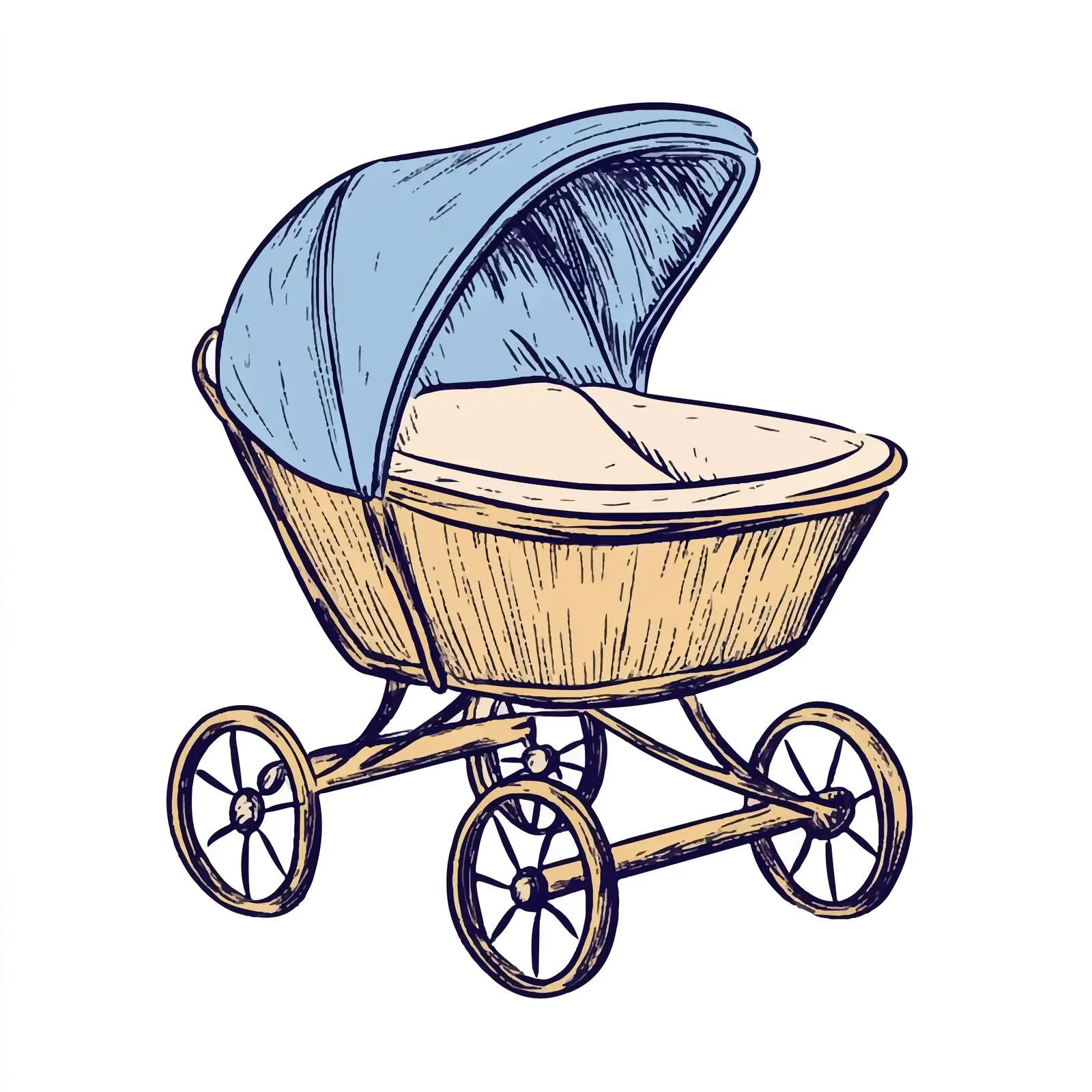 Hand-Drawn Baby Carriage Sketch Illustration — free download from Dotvec