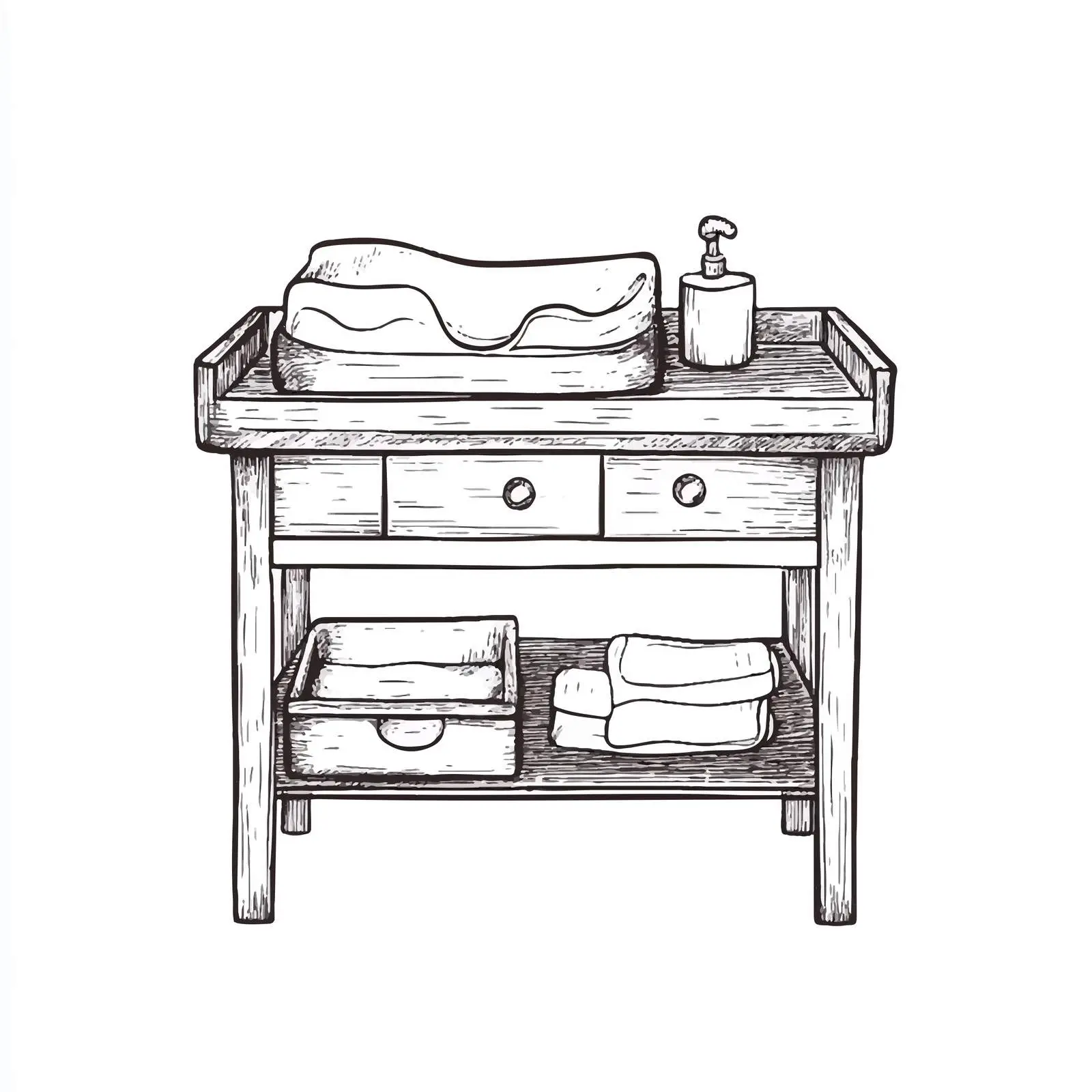 Hand Drawn Baby Changing Table Sketch — free download from Dotvec