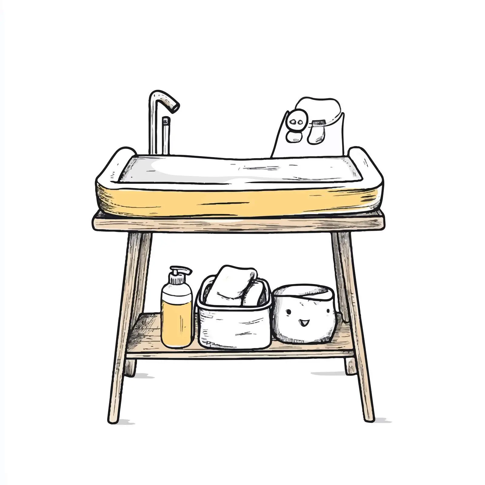 Hand Drawn Baby Changing Table Sketch — free download from Dotvec