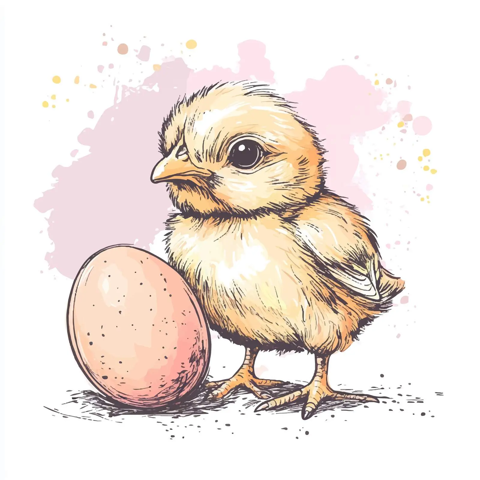 Hand-Drawn Baby Chicken and Egg Sketch — free download from Dotvec