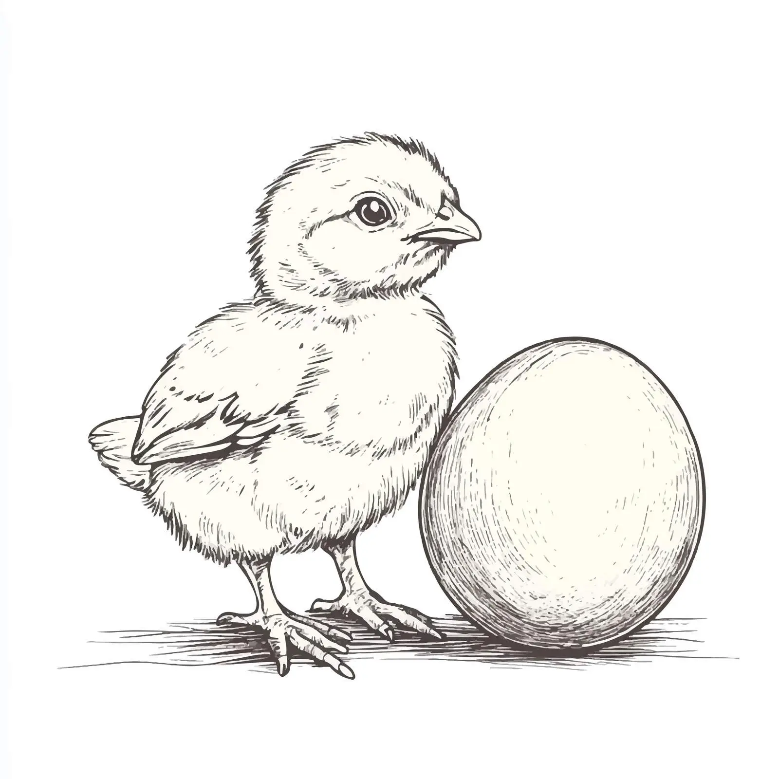 Hand-Drawn Baby Chicken and Egg Sketch – free small chick image from Dotvec