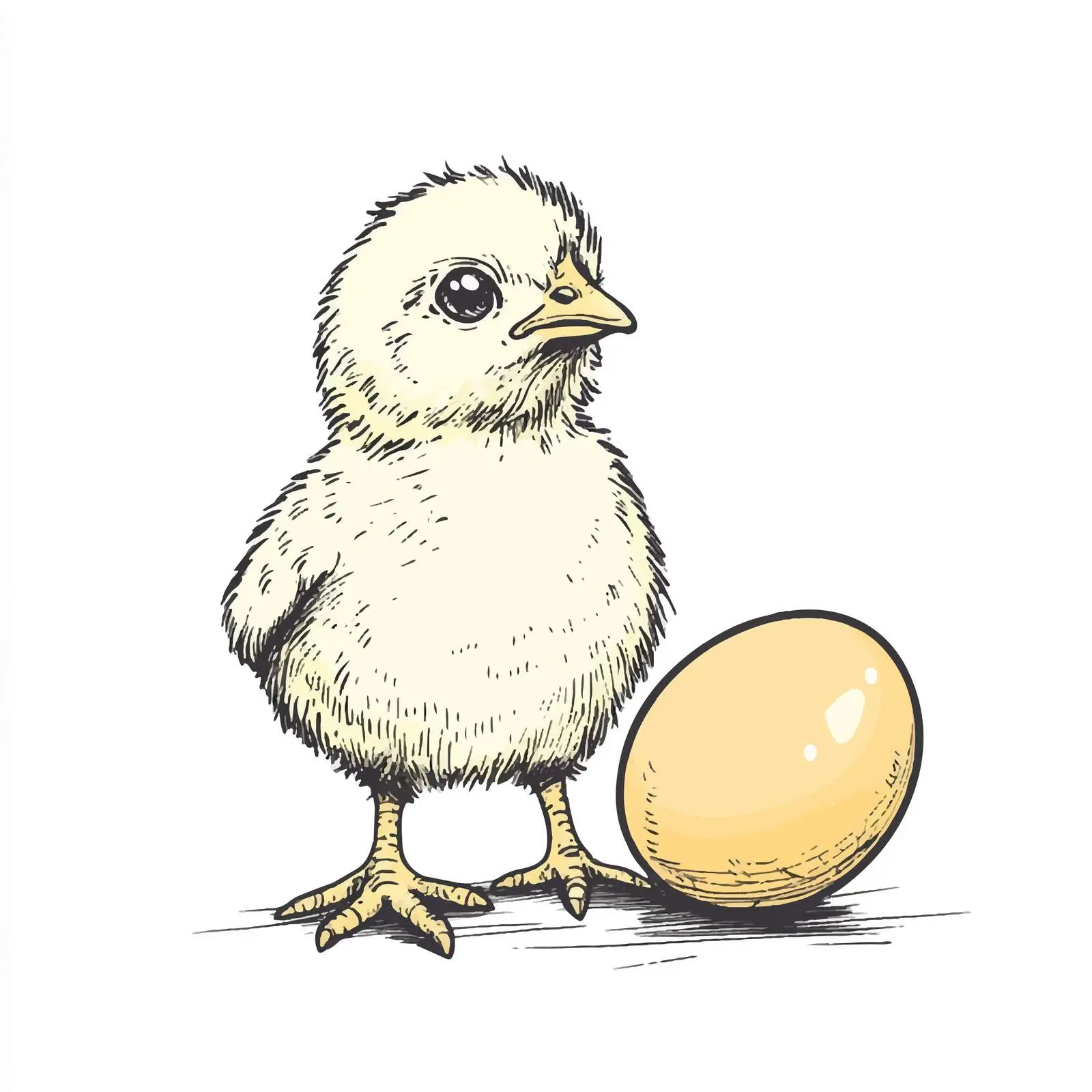 Hand Drawn Baby Chicken and Egg Illustration — free download from Dotvec