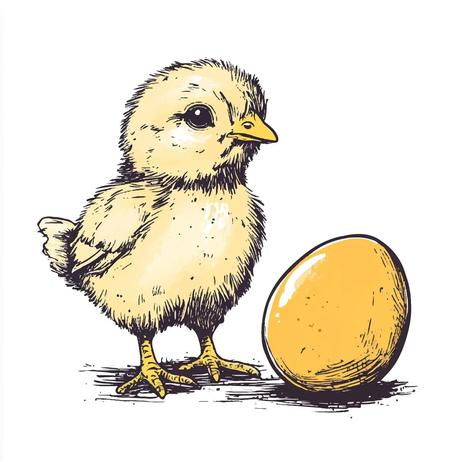 Hand Drawn Baby Chicken and Egg Illustration — free download from Dotvec