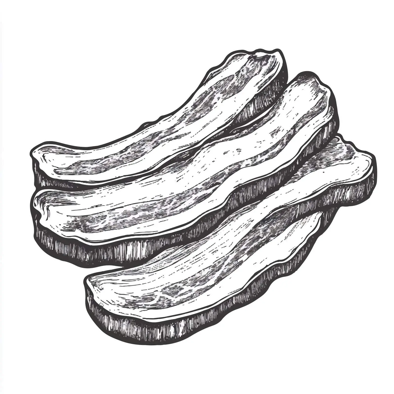 Hand-Drawn Bacon Sketch Symbol on White Background — free download from Dotvec
