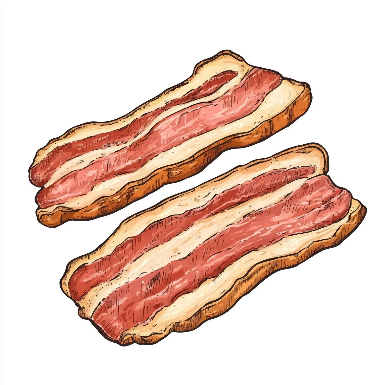 Hand-Drawn Bacon Sketch Symbol on White Background — free download from Dotvec