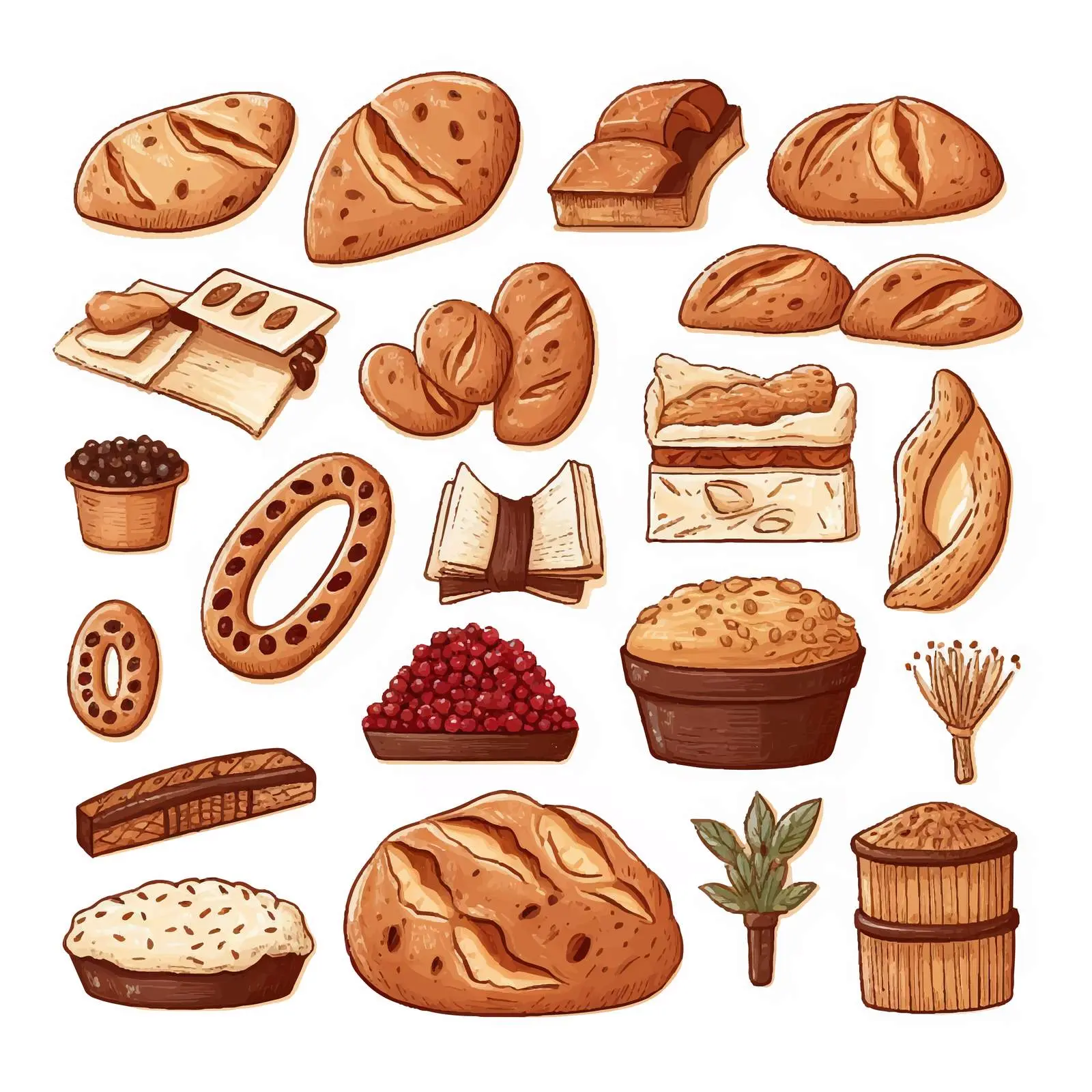 Hand-Drawn Bakery Goods Cartoon Vector Design — free download from Dotvec