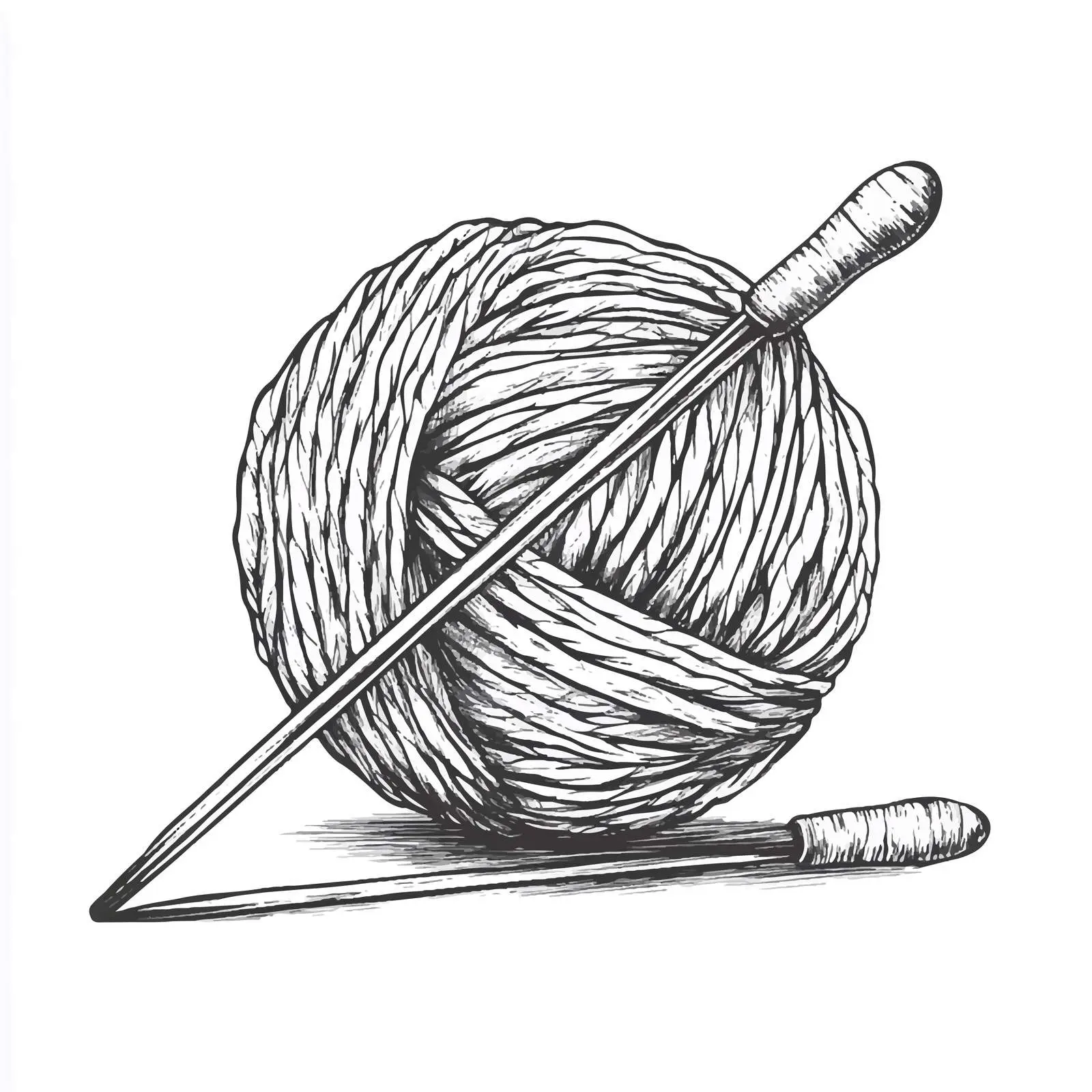 Hand Drawn Knitting Wool and Needles Sketch – free fiber arts image from Dotvec
