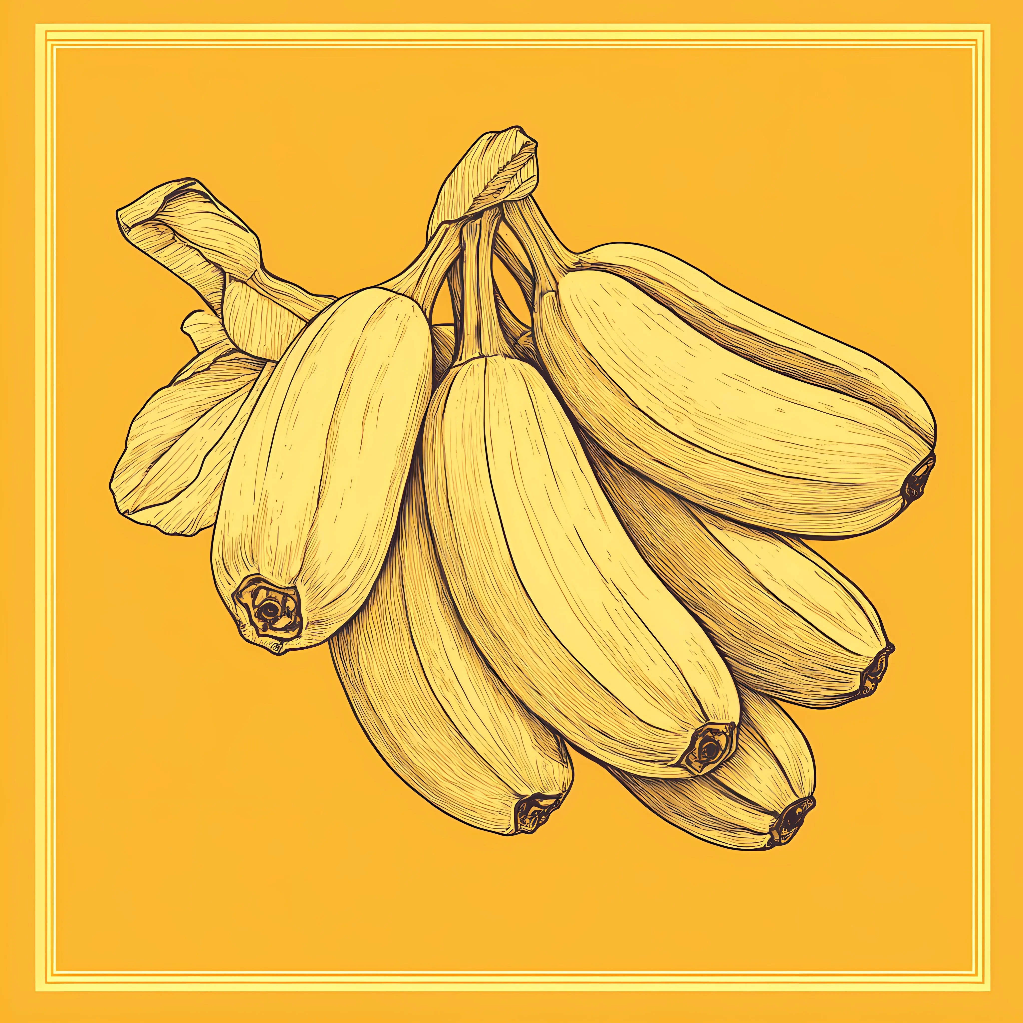 Hand Drawn Banana on Yellow Background — free download from Dotvec
