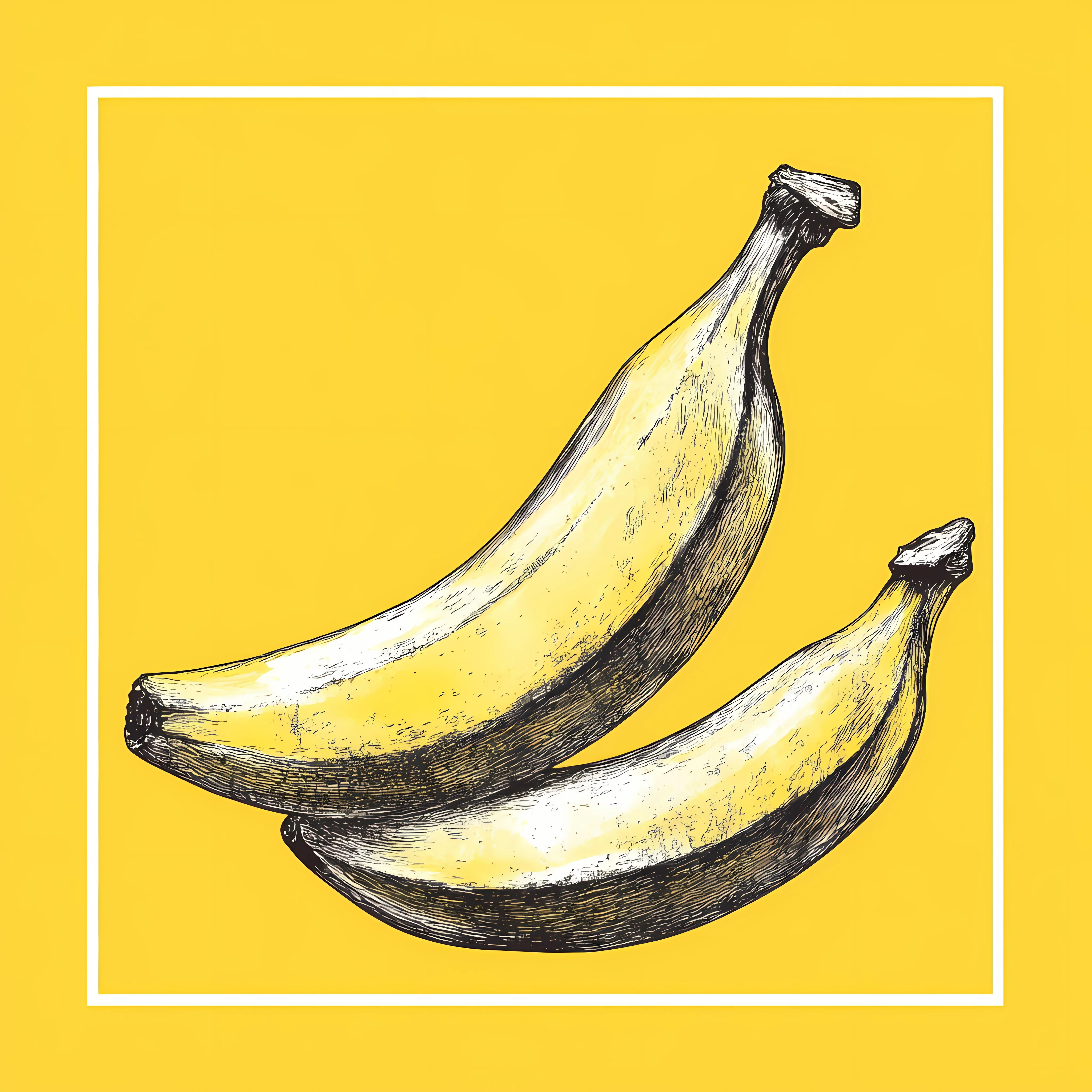 Hand Drawn Banana on Yellow Background — free download from Dotvec