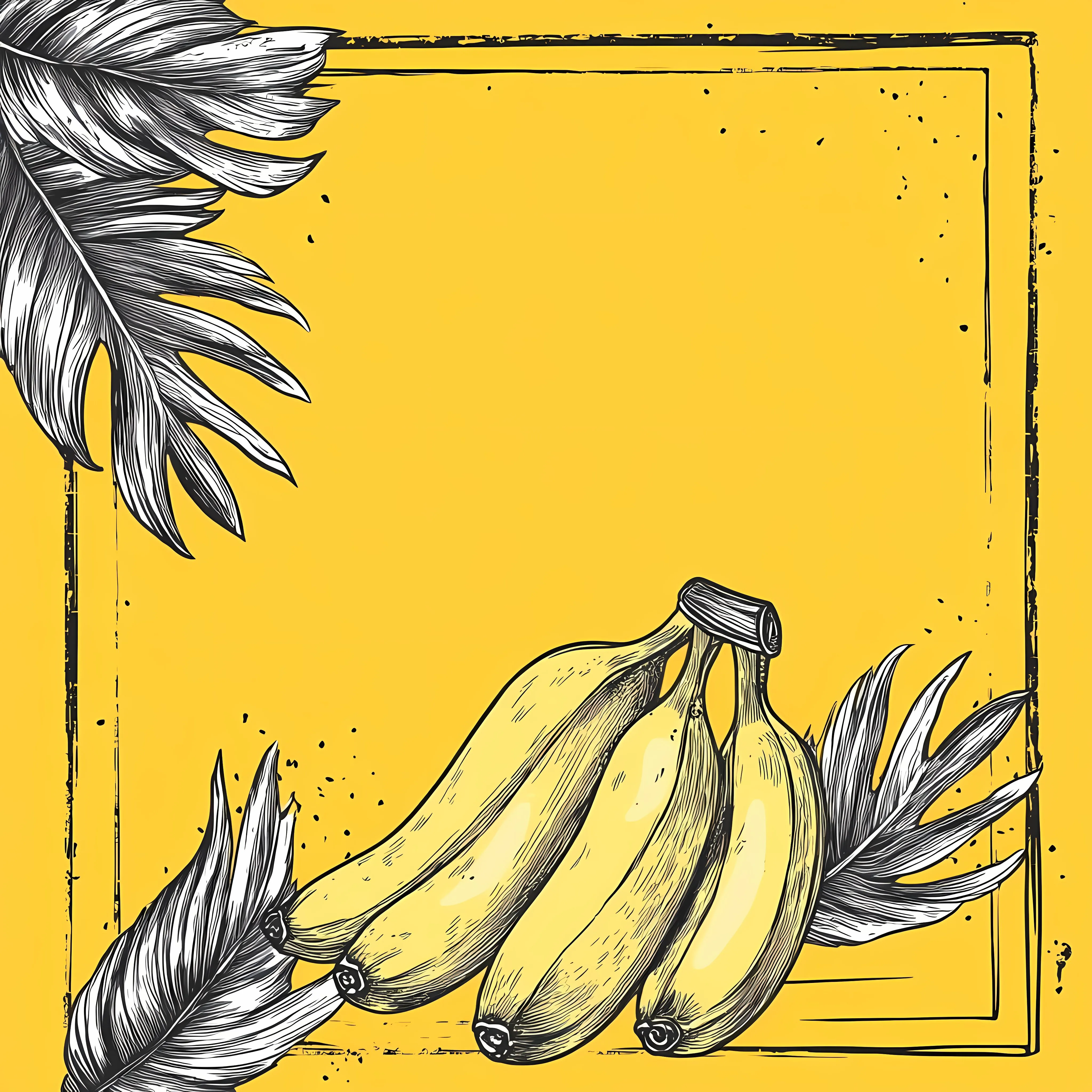 Hand Drawn Banana on Yellow Background — free download from Dotvec