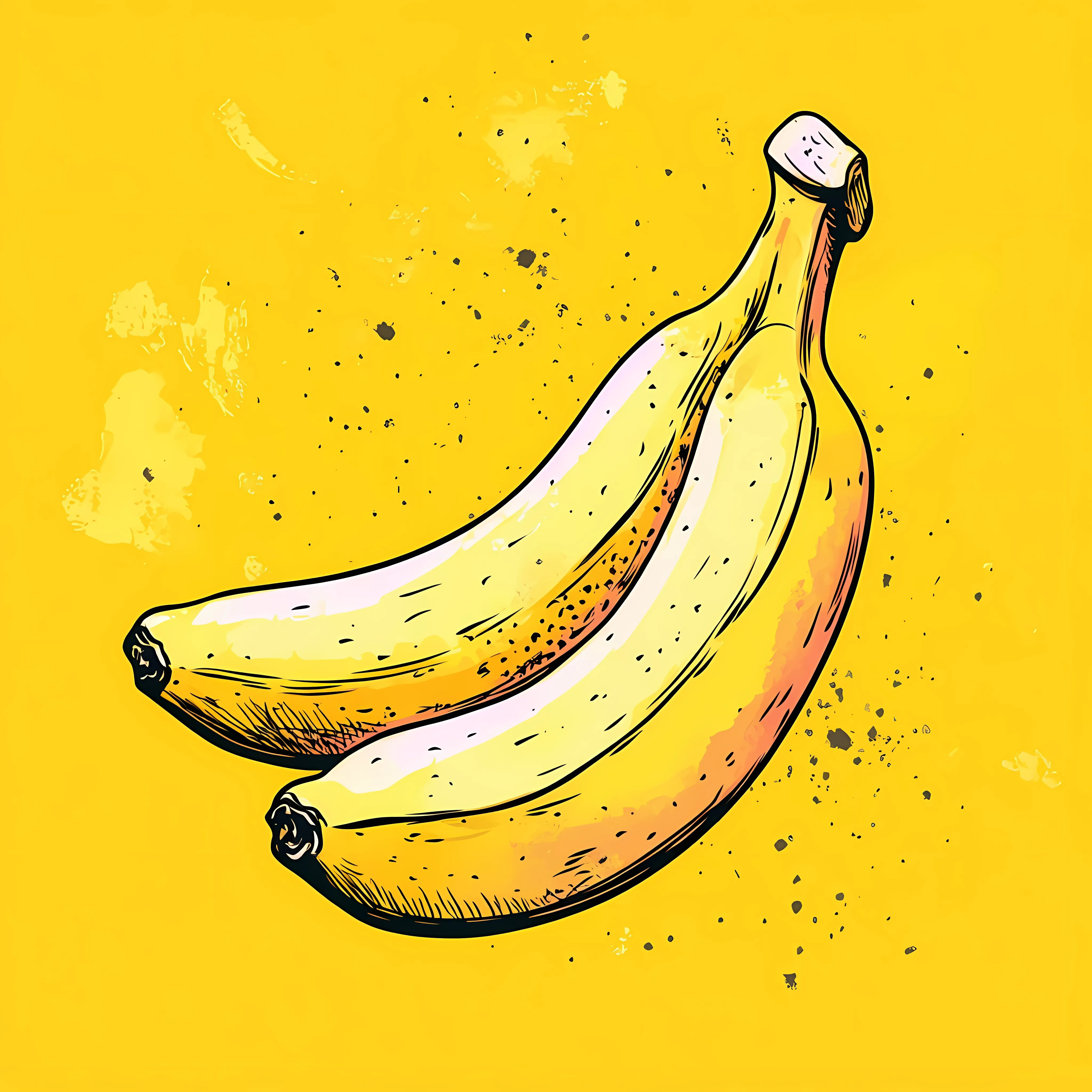 Hand Drawn Banana on Yellow Background — free download from Dotvec