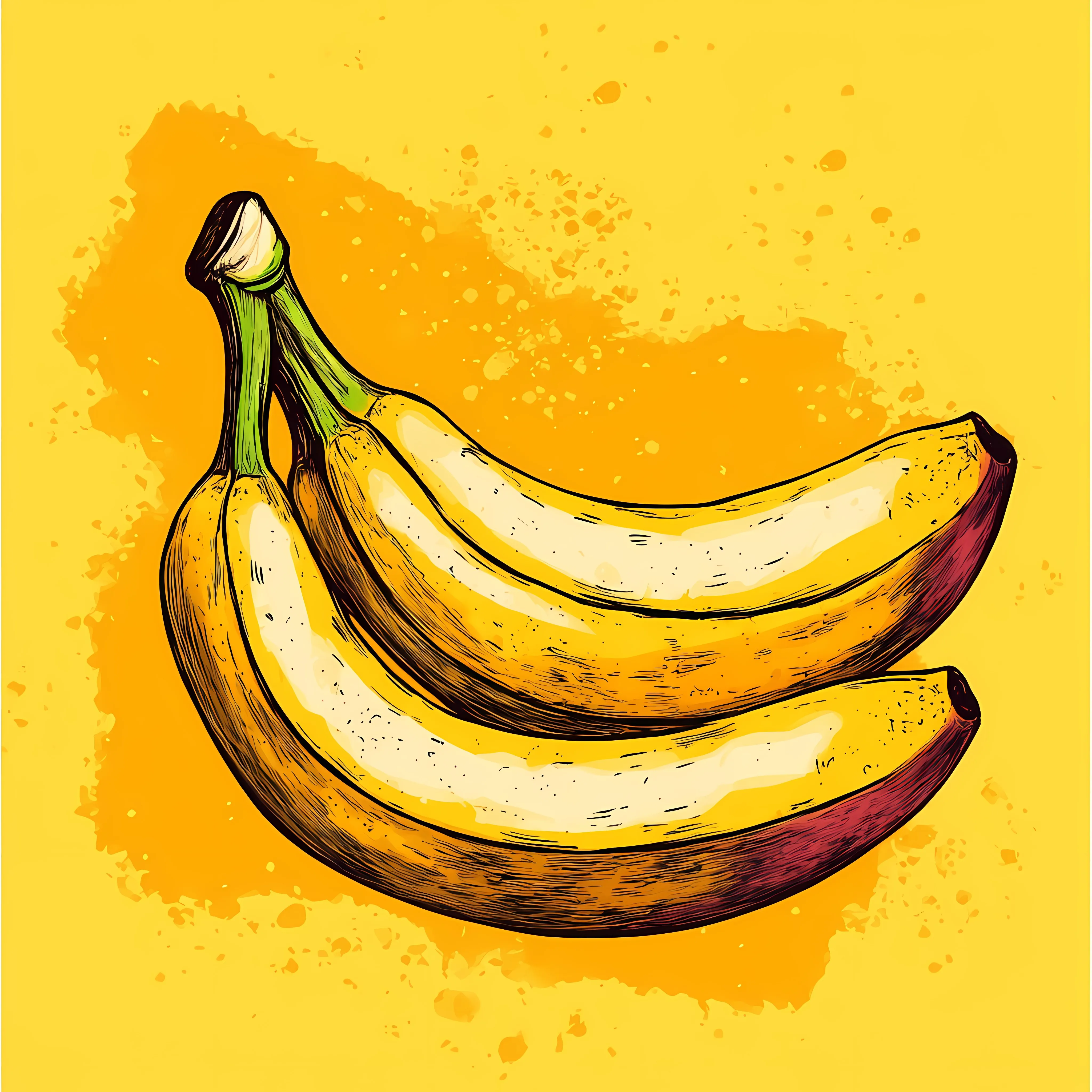 Hand Drawn Banana Sketch on Yellow Background — free download from Dotvec