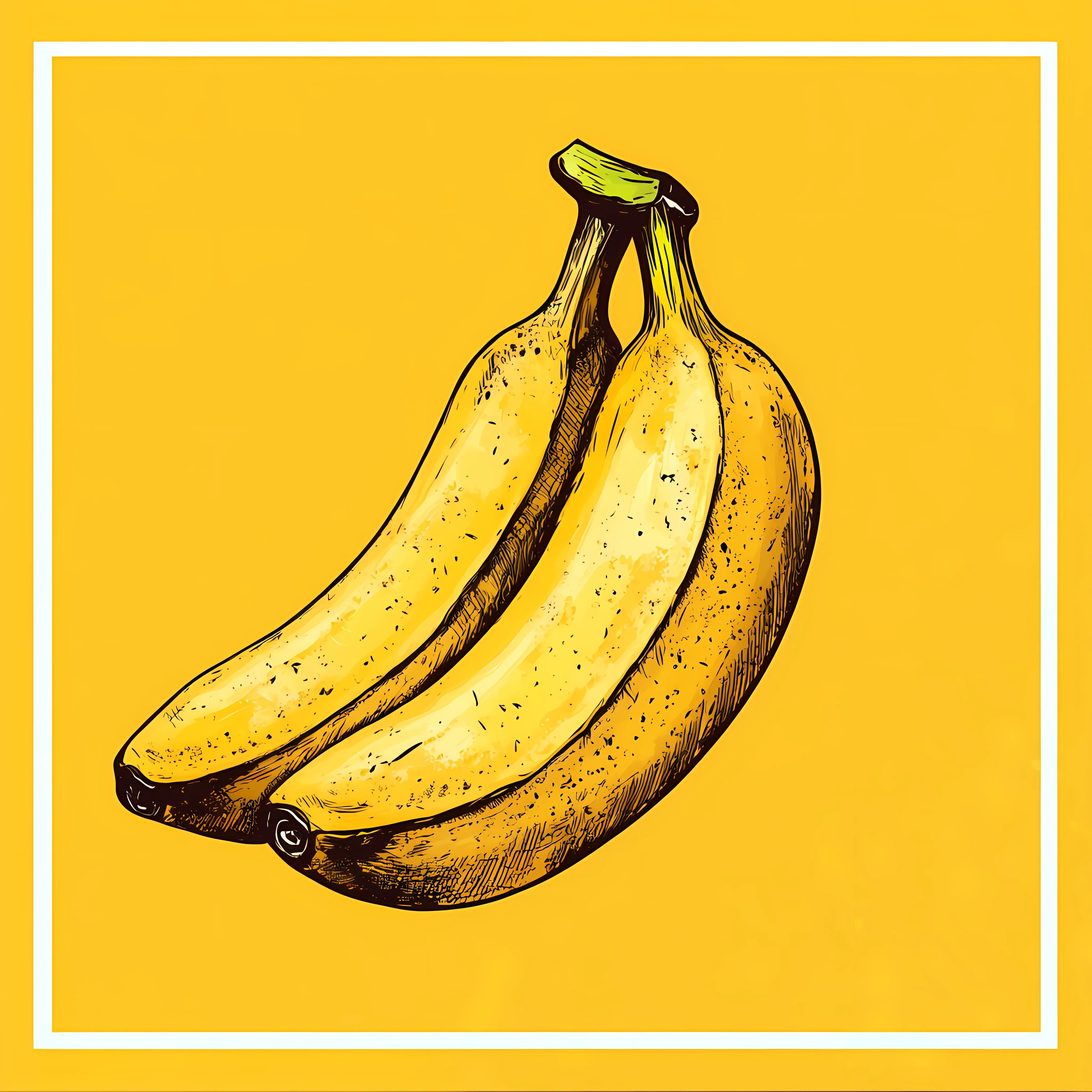 Hand-Drawn Banana on Yellow Background — free download from Dotvec