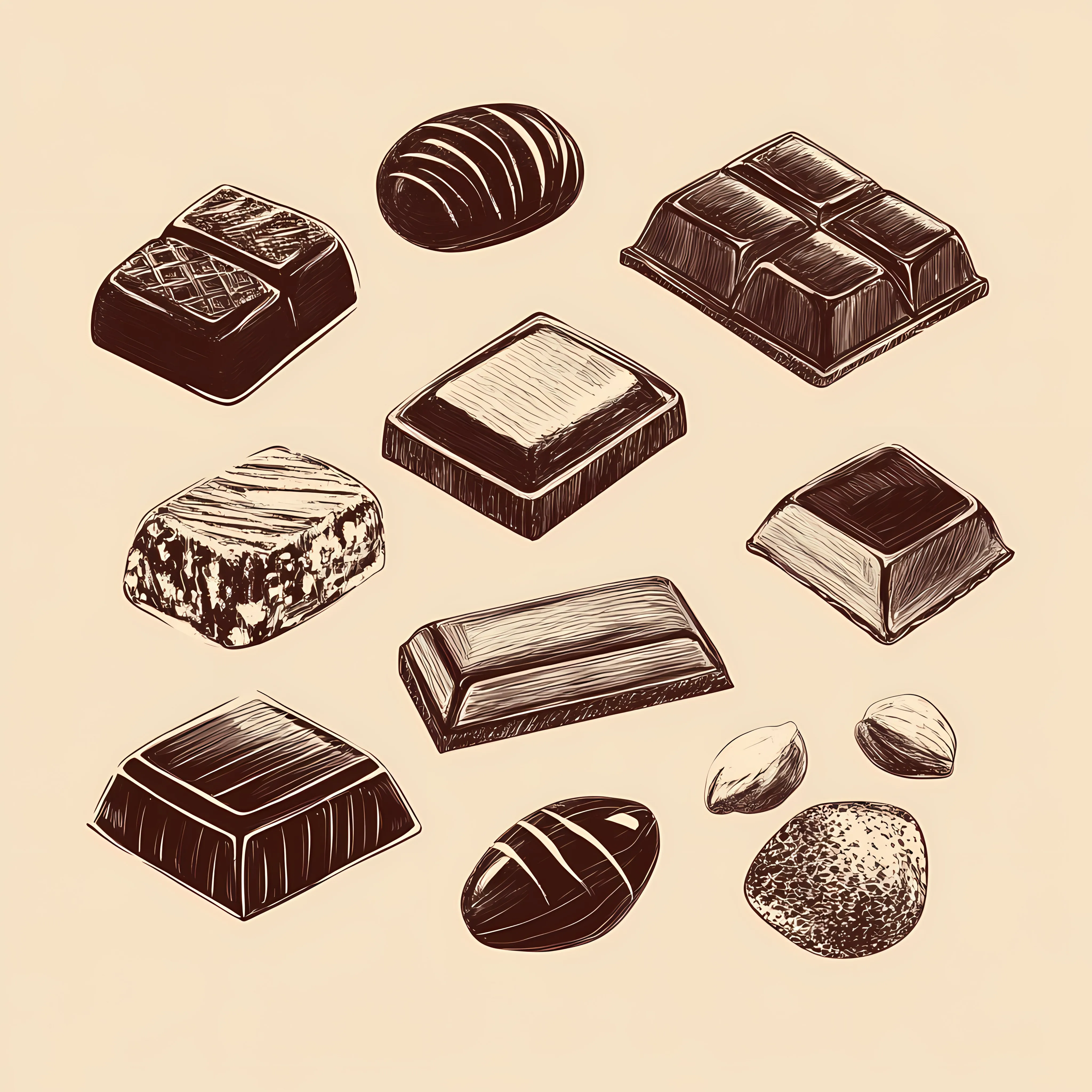 Hand Drawn Chocolate Candy Bar on Brown Background — free download from Dotvec