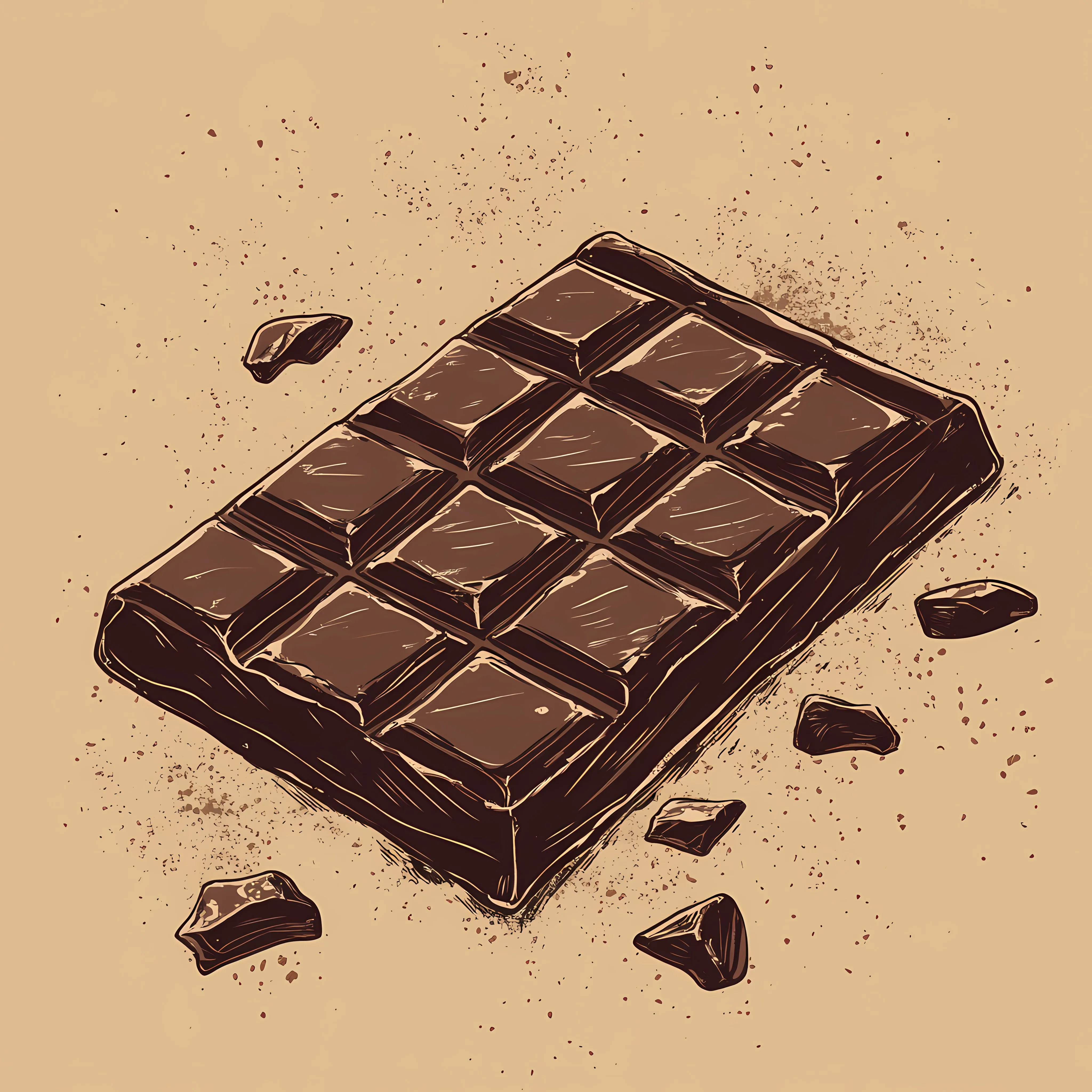 Hand Drawn Porous Chocolate Bar on Brown Background — free download from Dotvec