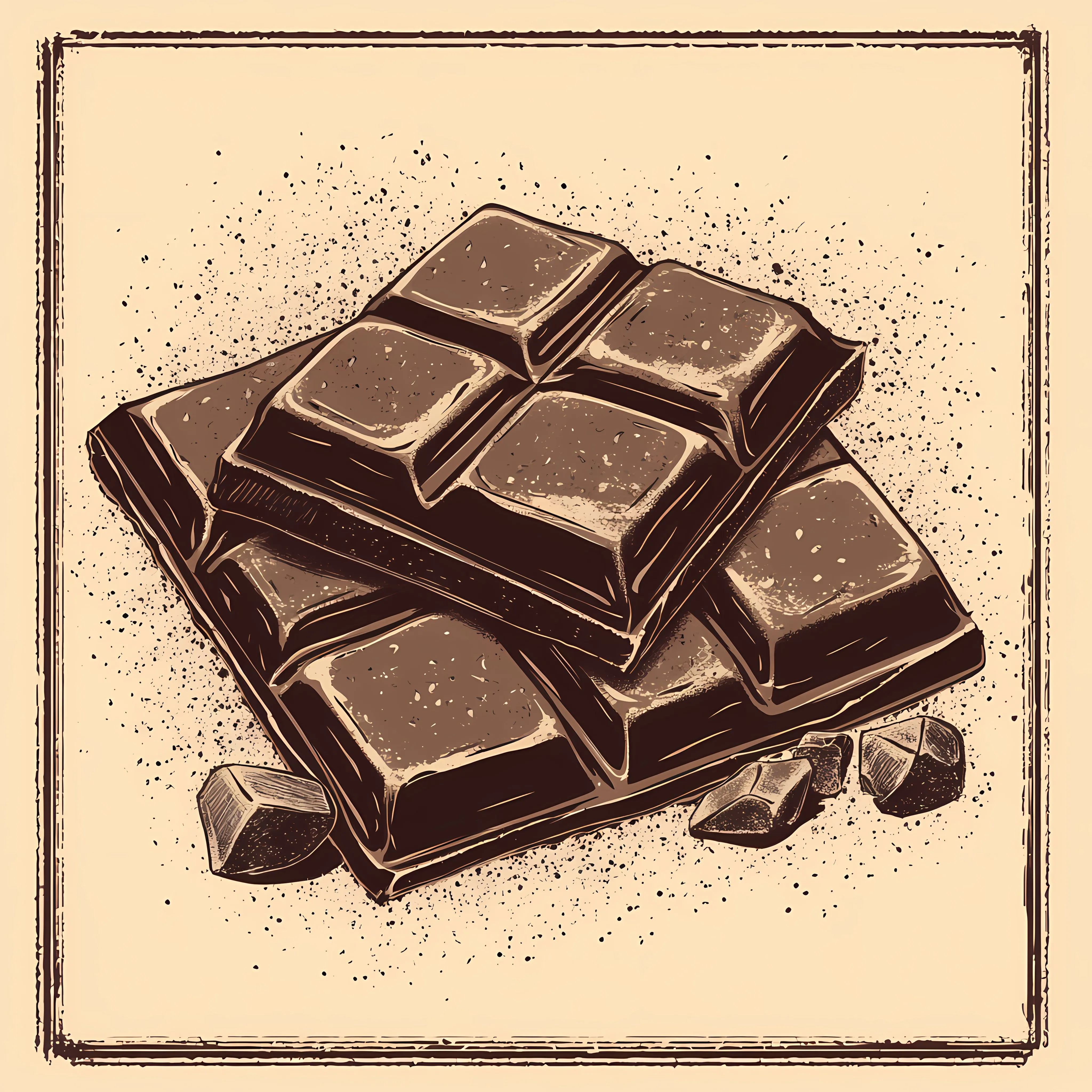 Hand Drawn Porous Chocolate Bar on Brown Background — free download from Dotvec