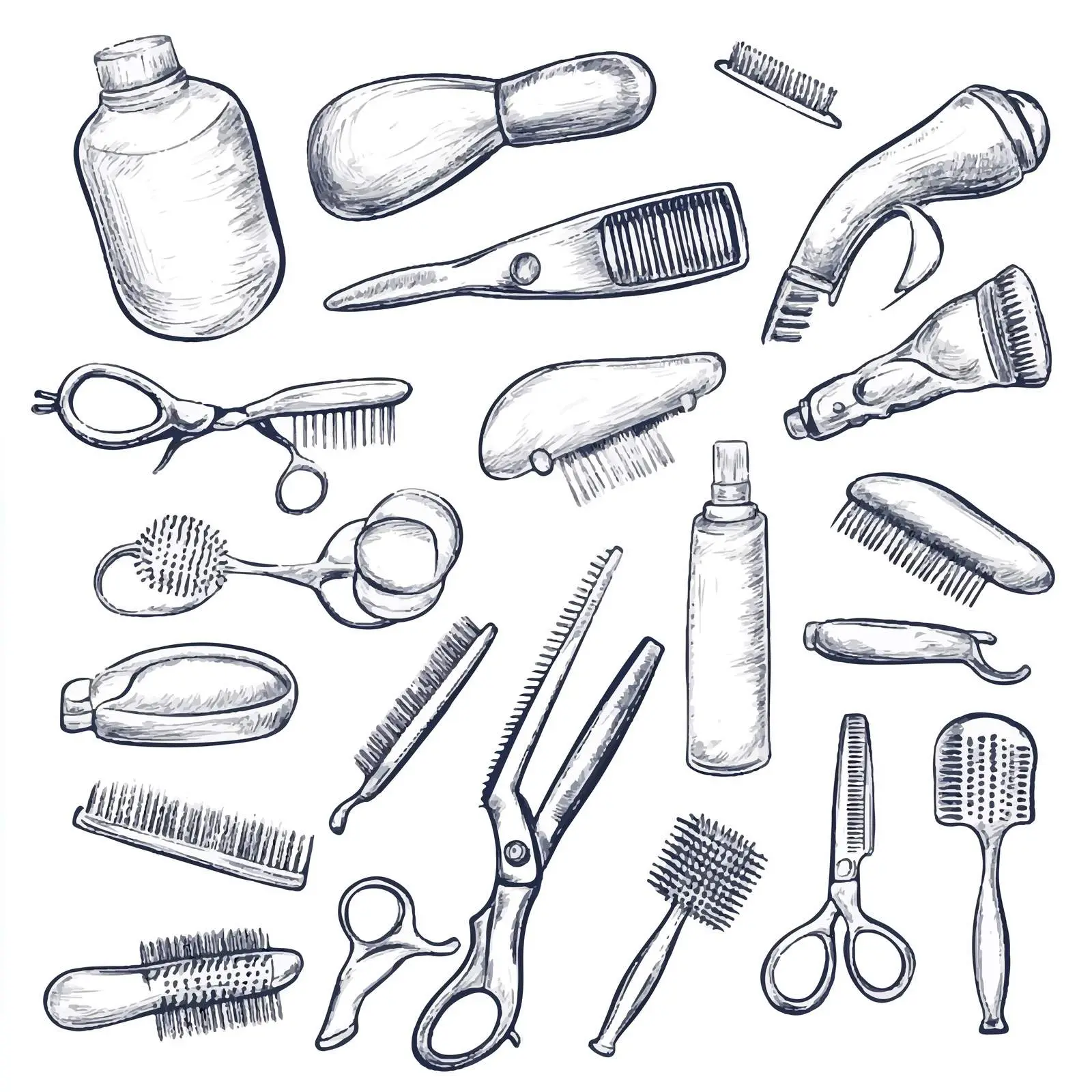 Hand Drawn Barber Shop Sketches Collection — free download from Dotvec