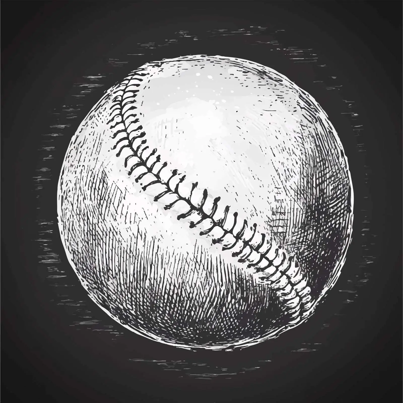 Hand-Drawn Baseball Ball Sketch on Chalkboard — free download from Dotvec