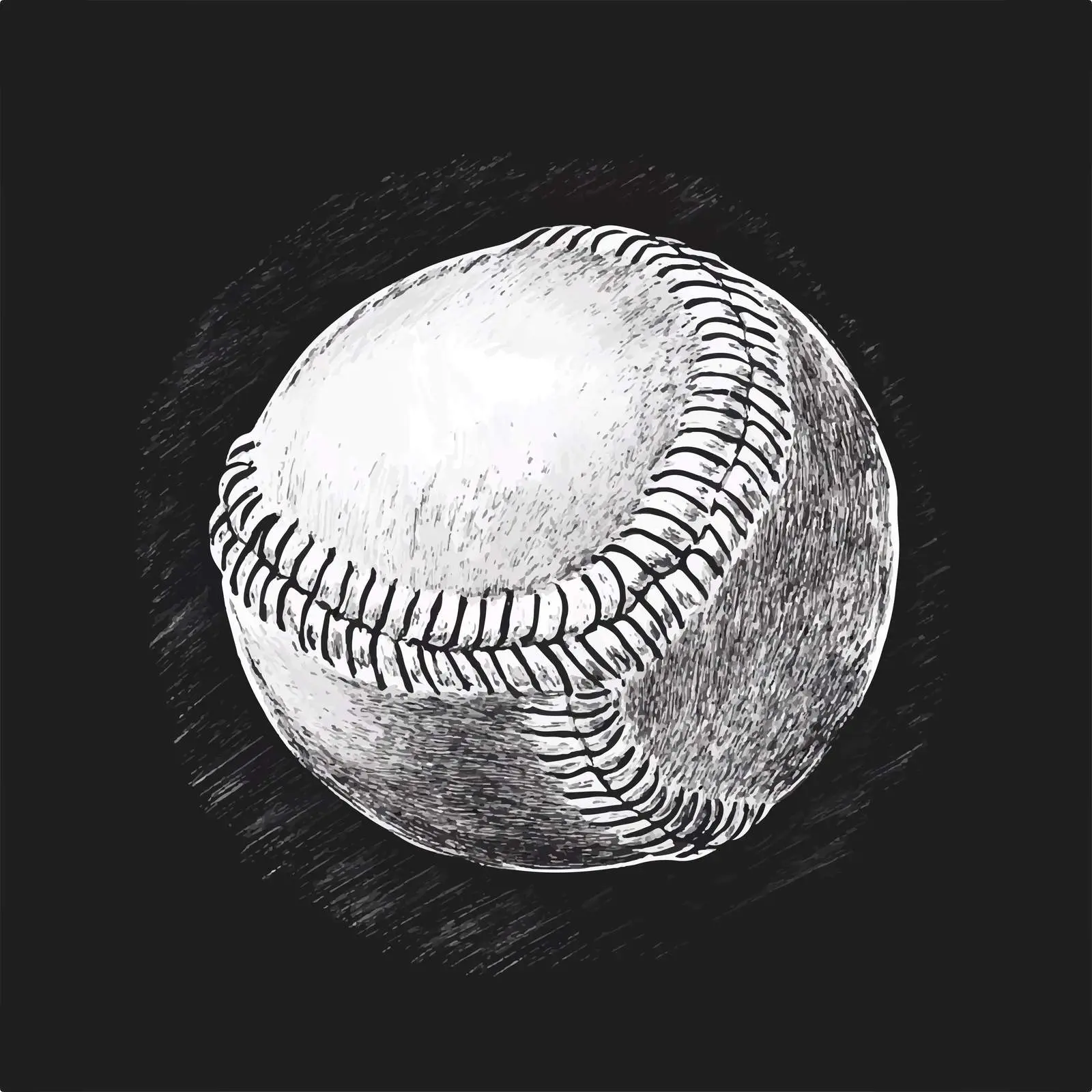 Hand-Drawn Baseball Ball Sketch on Chalkboard — free download from Dotvec