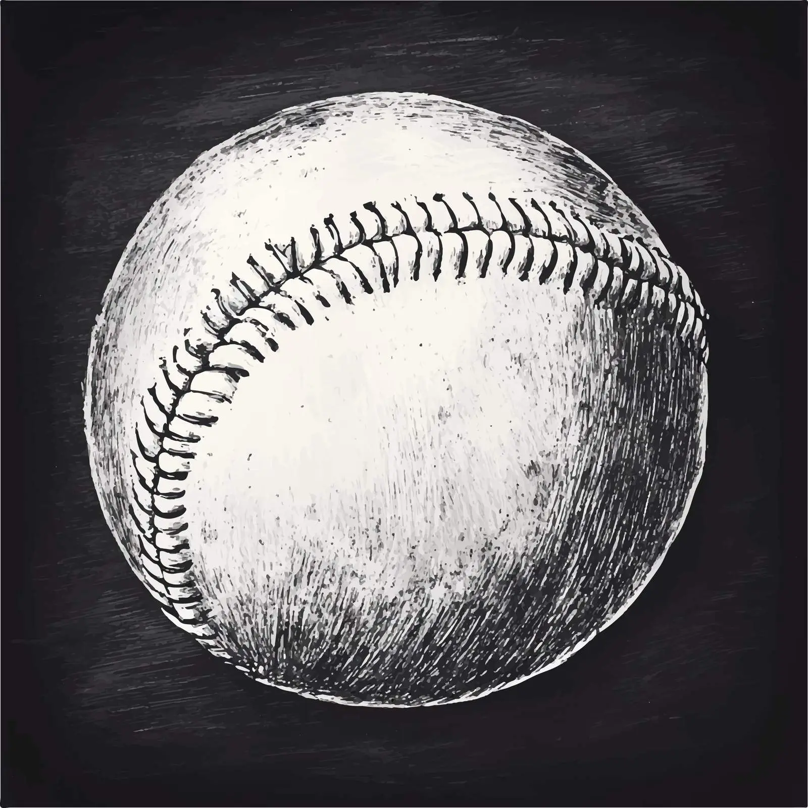 Hand-Drawn Baseball Ball Sketch on Chalkboard — free download from Dotvec