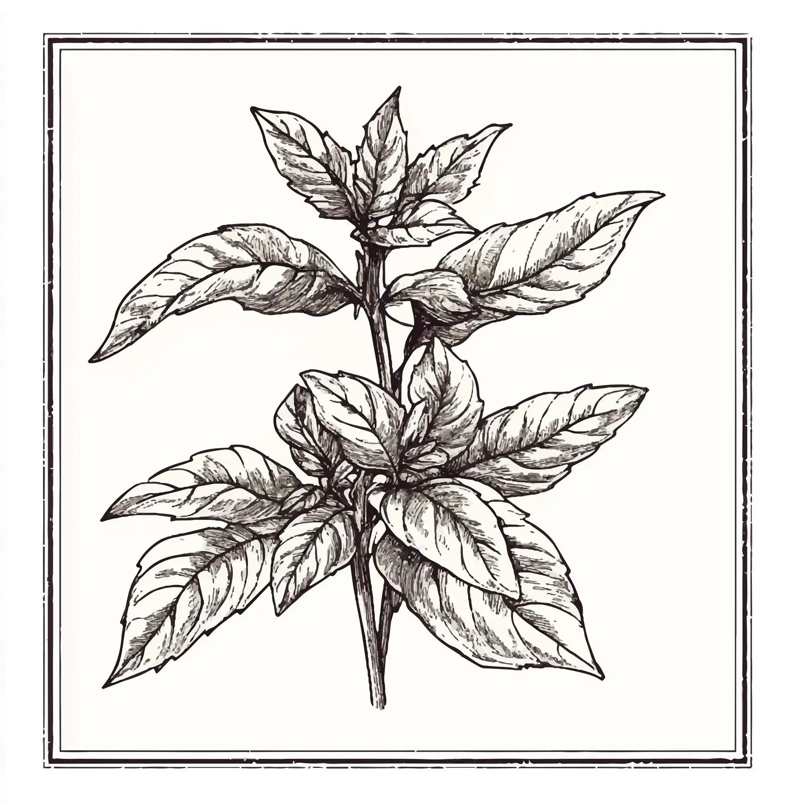Hand-Drawn Basil Sketch in Vector Style — free download from Dotvec