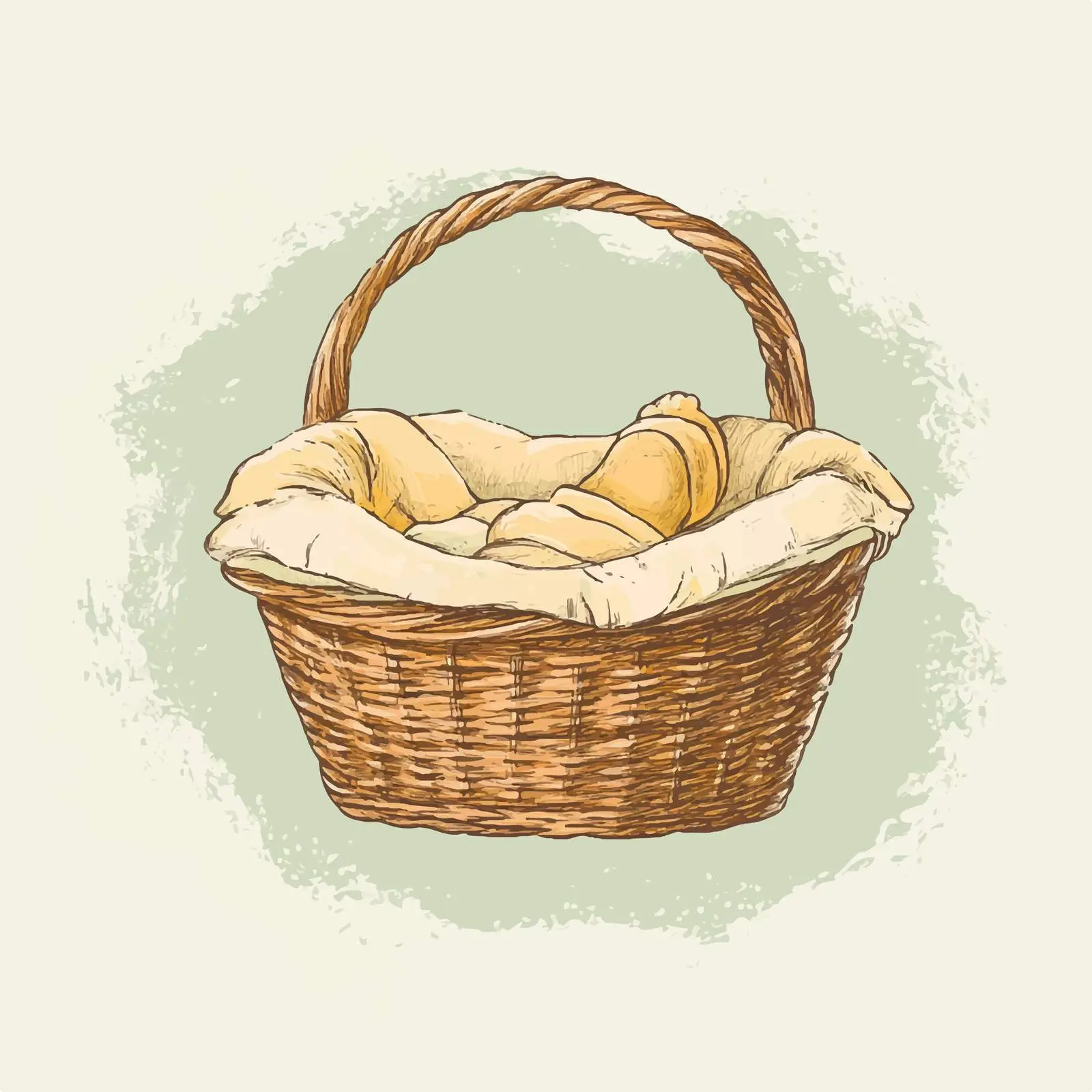 Hand-Drawn Baby Basket Sketch Illustration — free download from Dotvec