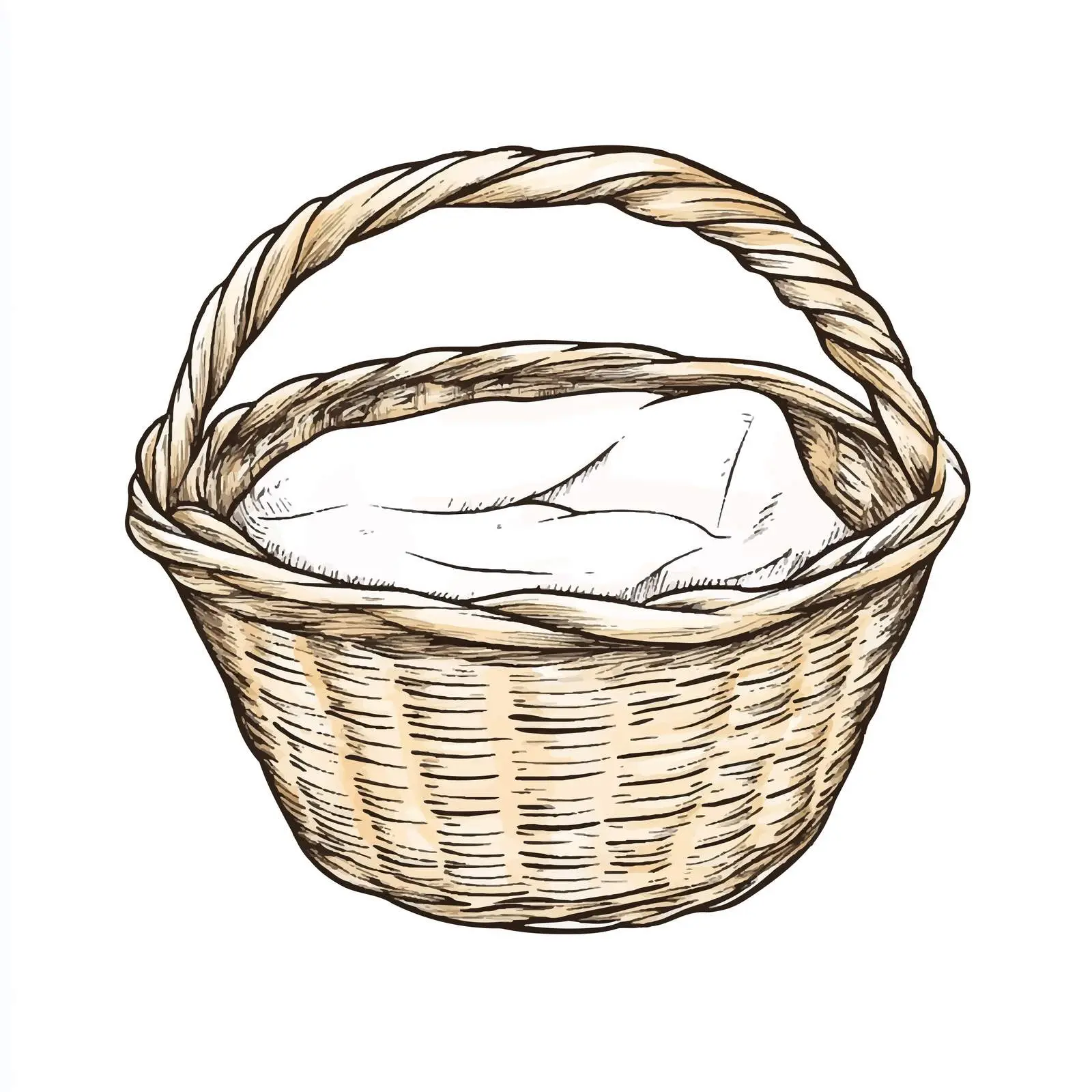 Hand-Drawn Baby Basket Sketch on White Background — free download from Dotvec